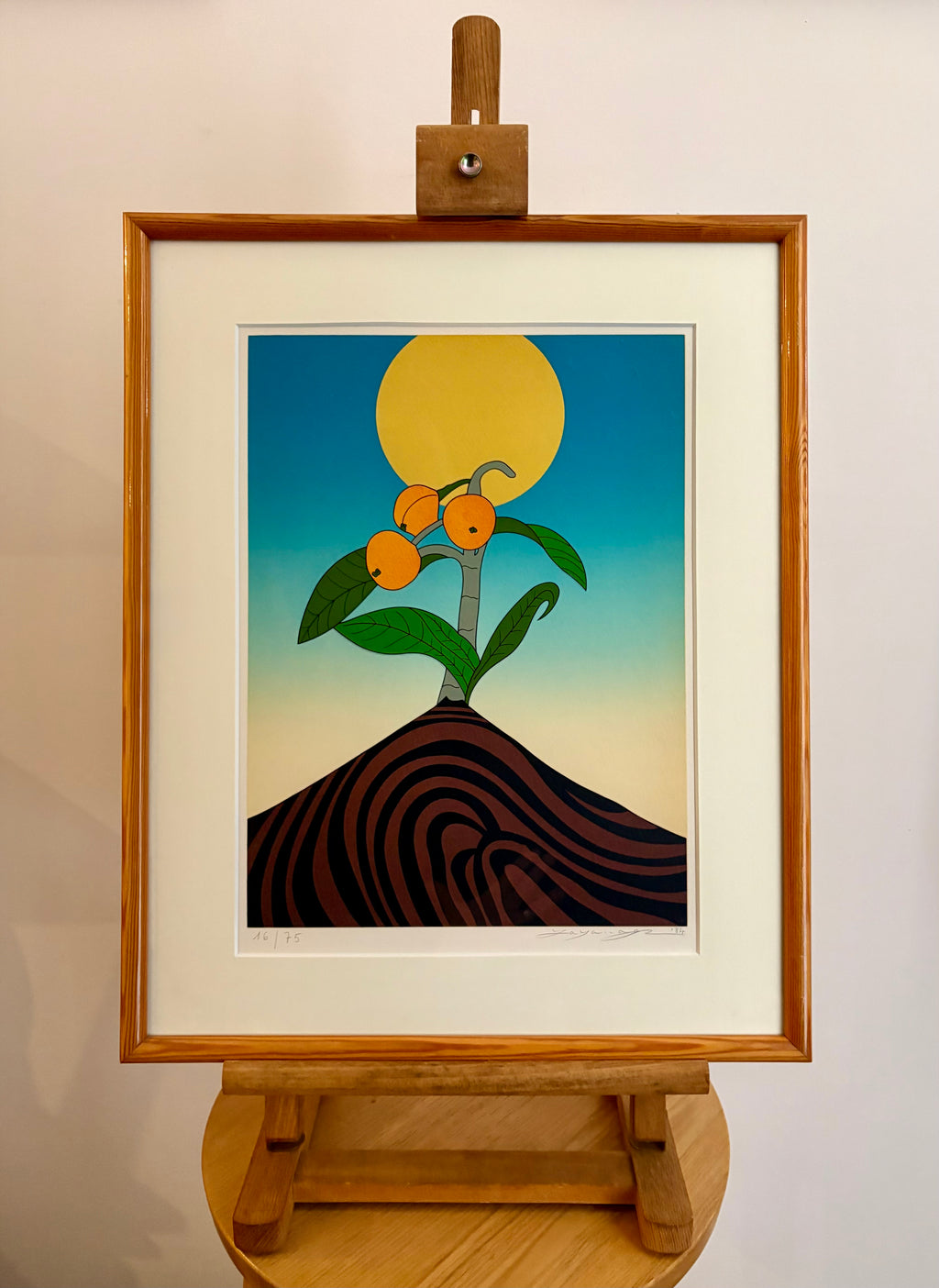 Original vintage Japanese screen print, Go Yayanagi, 16/75, framed art