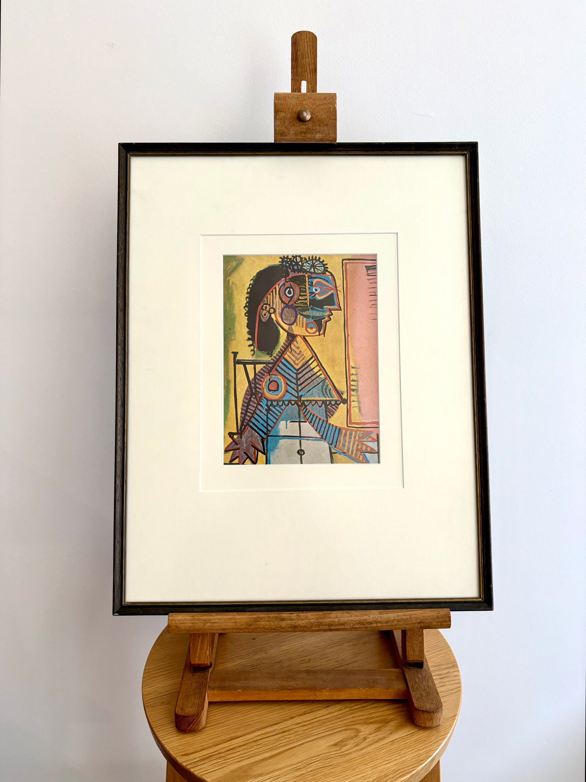 1961 Picasso print, portrait, vintage framed art, “Seated Woman (1937)” Mid Century