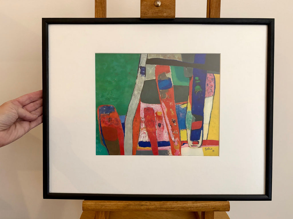 1960s Abstract print, Maurice Esteve, Mid-Century, framed art, French, vintage