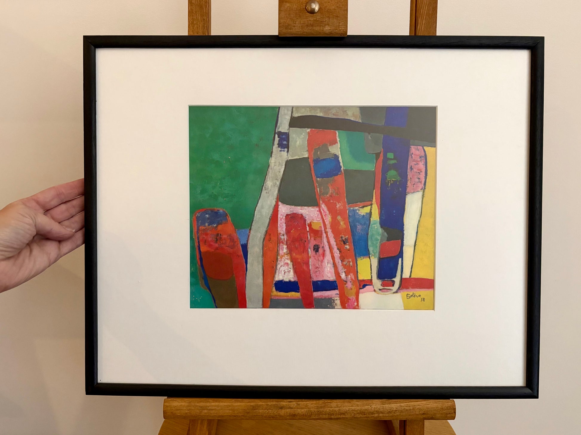 1960s Abstract print, Maurice Esteve, Mid-Century, framed art, French, vintage