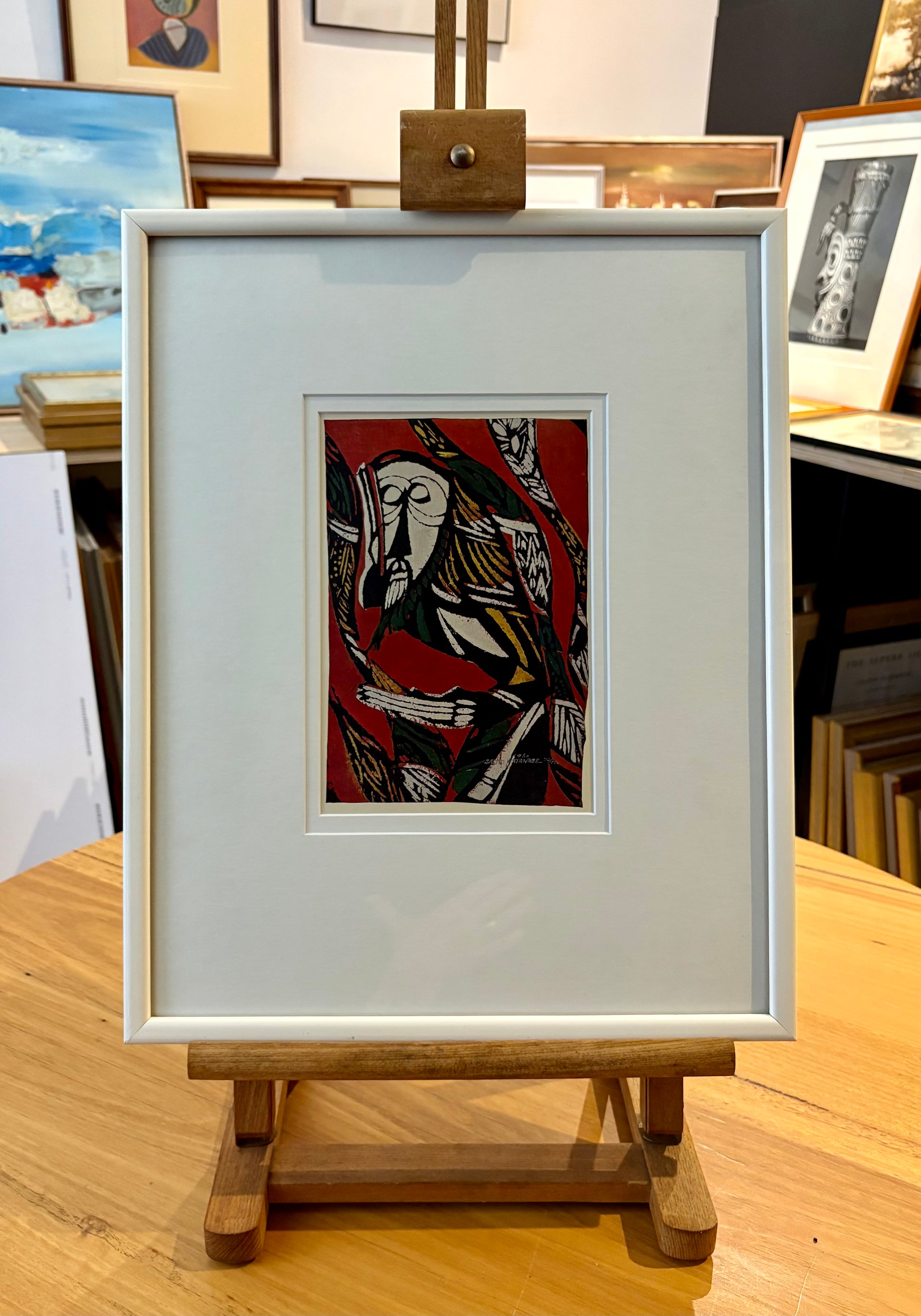 Mid Century Japanese print, 1960s reproduction, framed vintage art