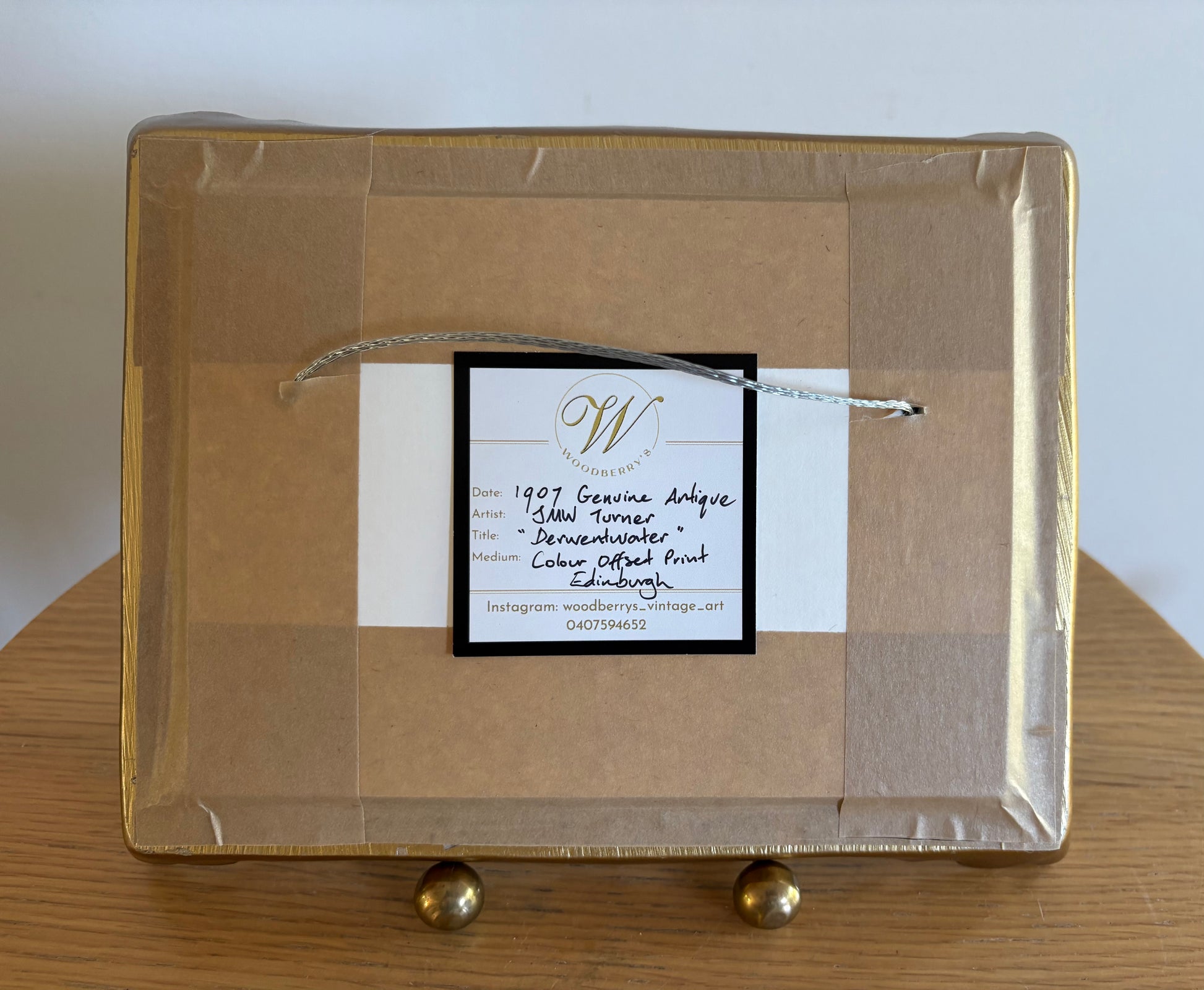 1907 JMW Turner print, “Derwentwater”, antique colour offset print, gilt frame