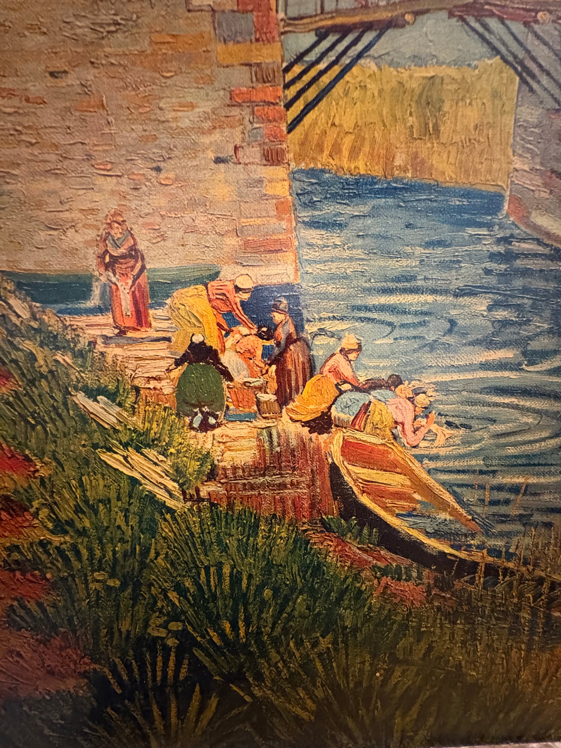 Mid Century print on board, Vincent Van Gogh, Bridge in Arles, vintage framed art