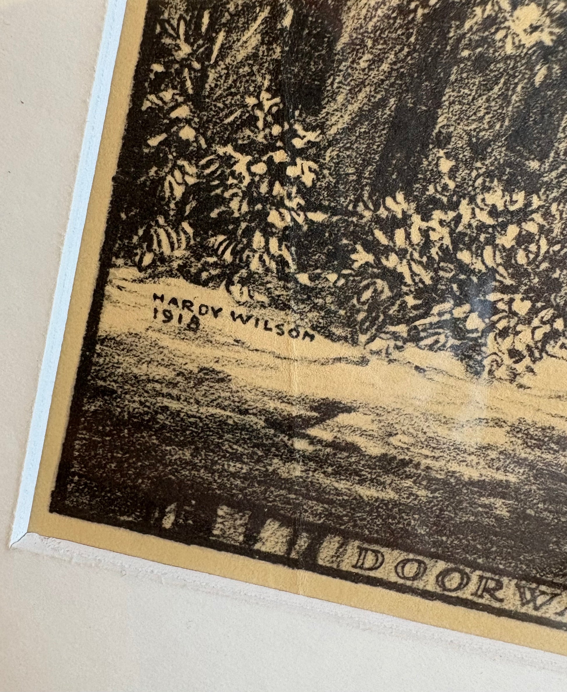 1920s Antique Hardy Wilson collotype print "Davey St" Tasmania, Architecture, framed art