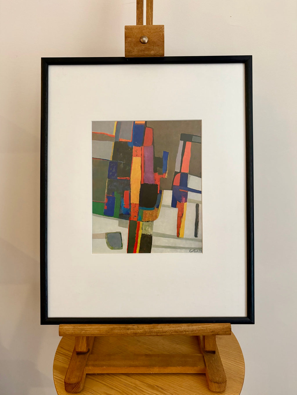 1960s Abstract print, Maurice Esteve, Mid-Century, framed art, French, vintage