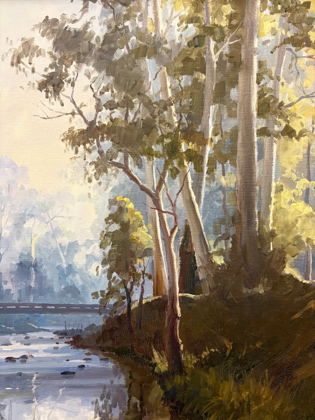 Large original oil painting on linen, Walter Magilton, “Sheepyard Flat”, vintage framed art