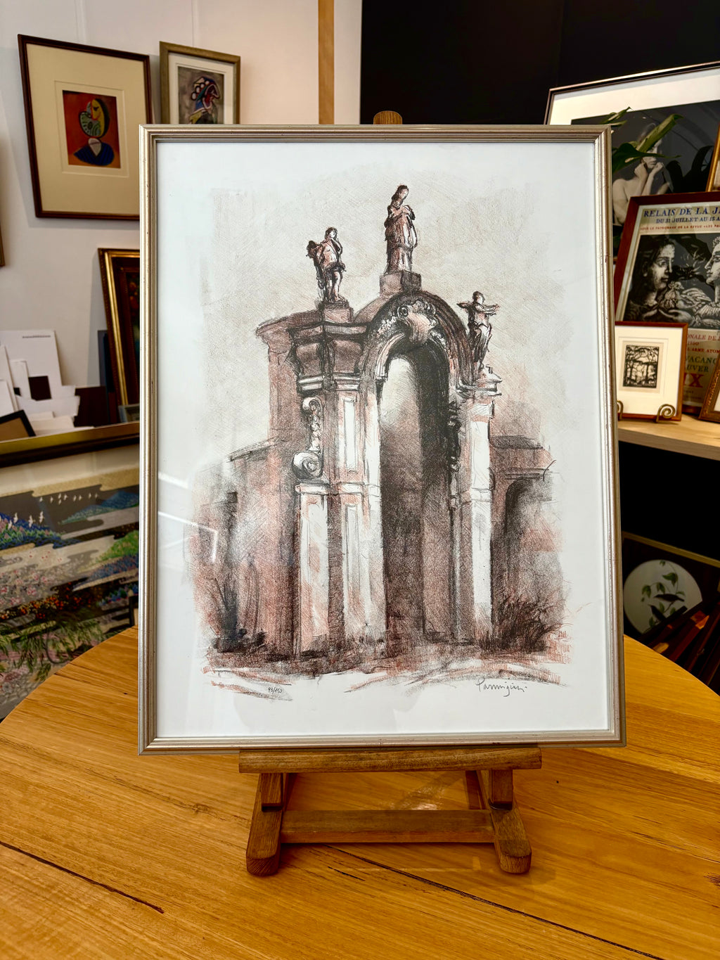 Original lithographic print, limited edition 93/150, Aldo Parmigiani, signed, framed art