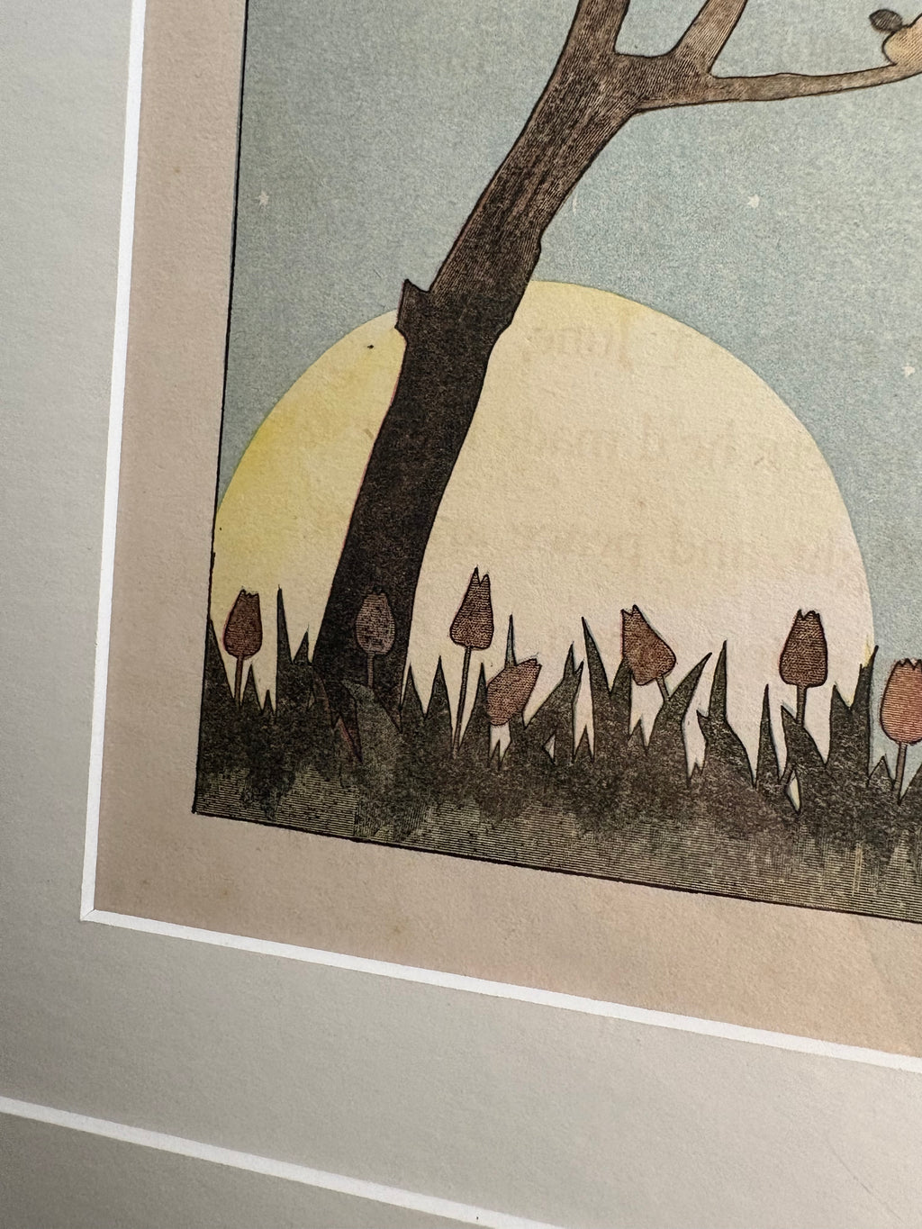 Rare original Art Deco woodblock print, 1911 antique, Maggie Salcedo, French framed art