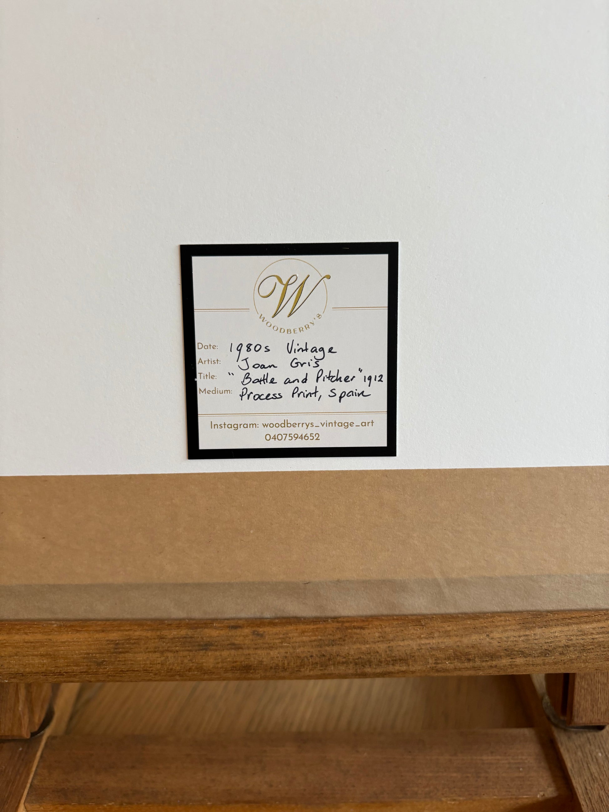 Vintage Juan Gris print, “Bottle and Pitcher”, framed art, Cubism