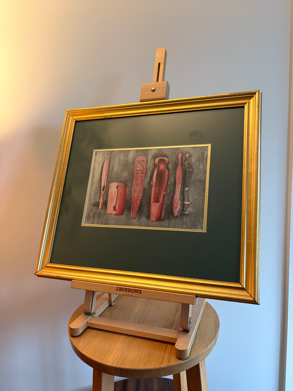 Mid Century print after Henry Moore, "Sculptural Ideas 1938", Vintage framed art, gold frame, artwork