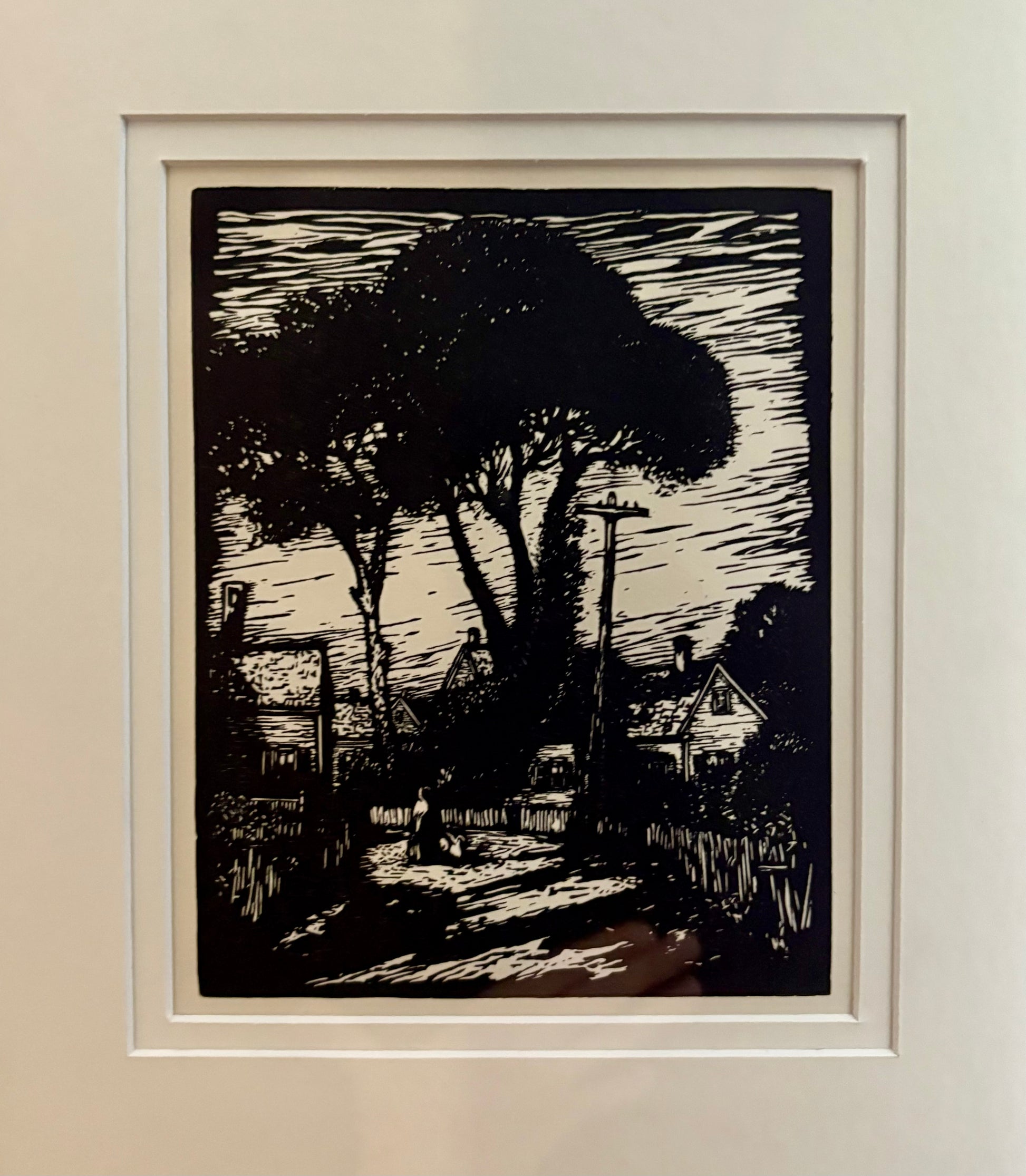 1924 print after Tod Lindenmuth, woodblock, framed vintage antique art