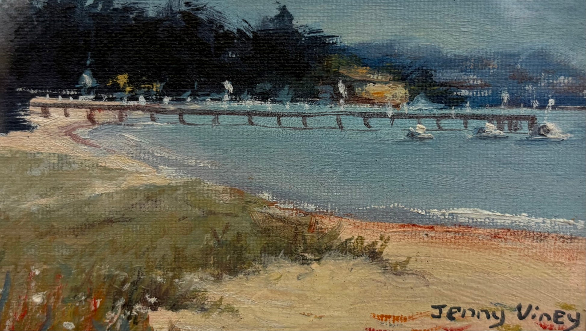 Original Jenny Viney miniature painting, Sorrento, framed art
