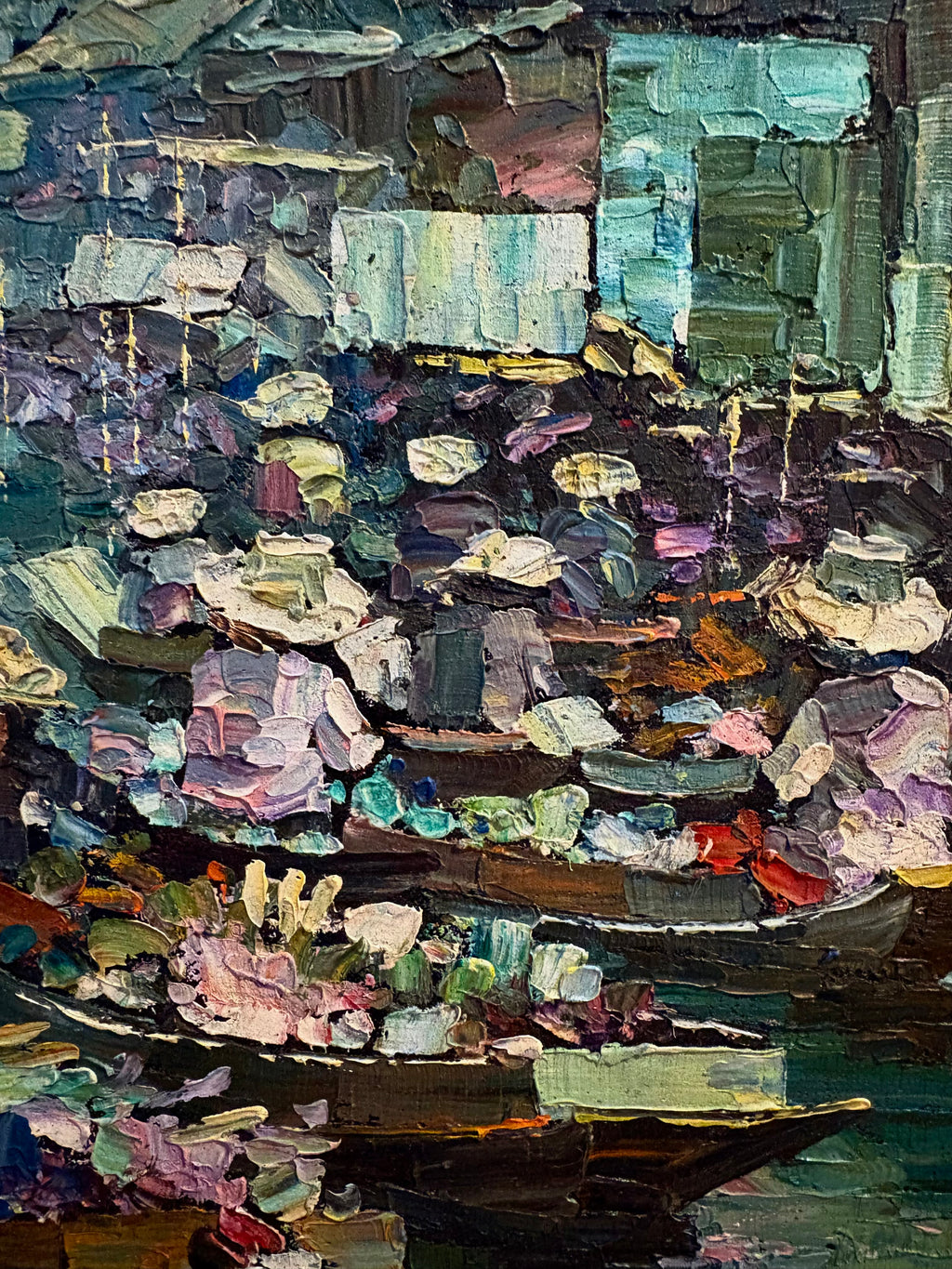 Original mid century painting, Tossapol – Floating Market (c.1960s)