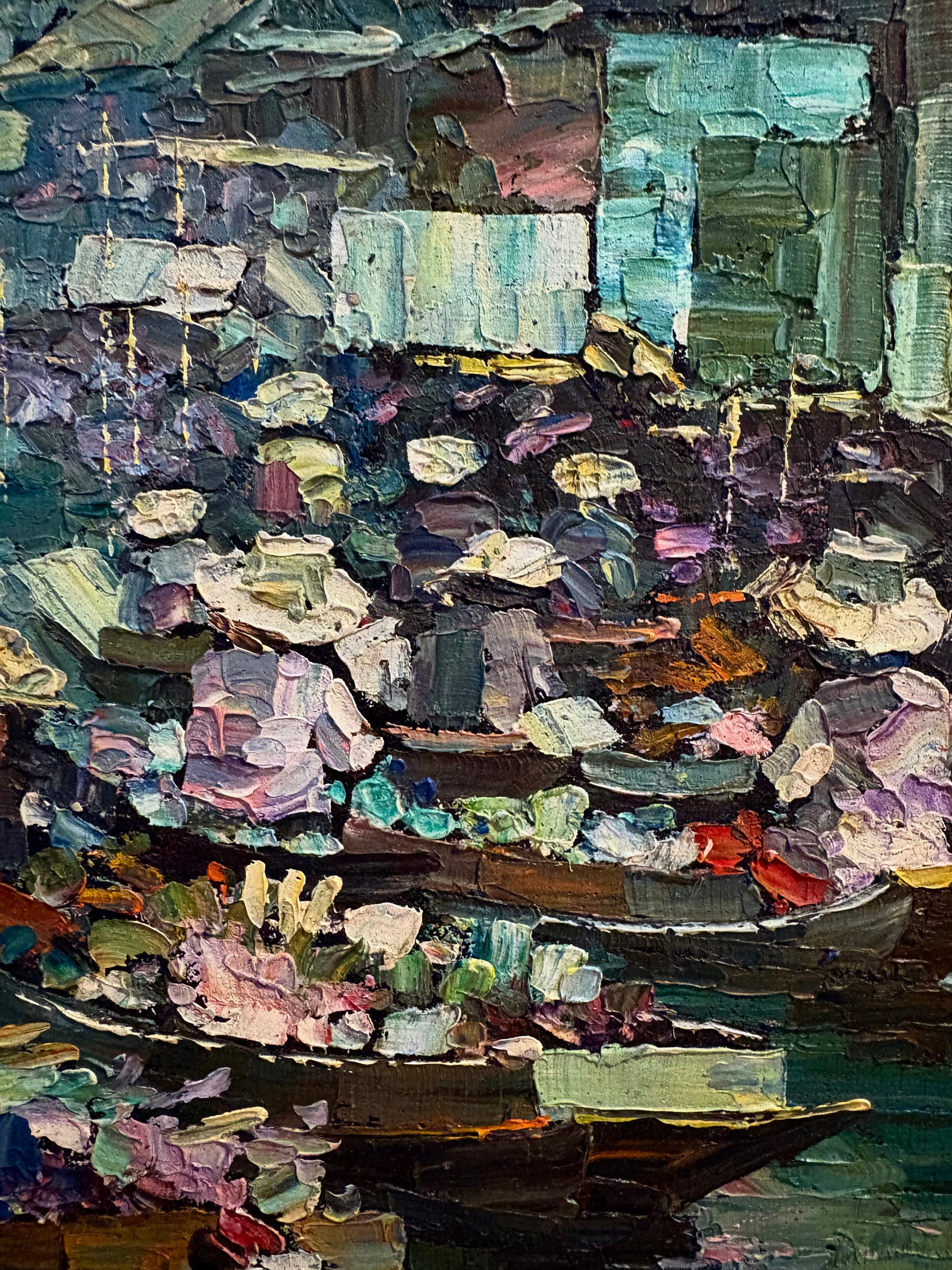 Original mid century painting, Tossapol – Floating Market (c.1960s)