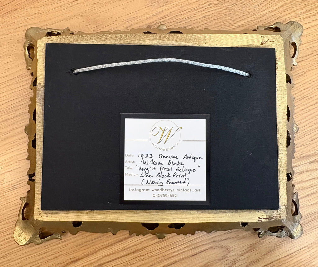 1923 antique print after William Blake, gilt frame, vintage framed art