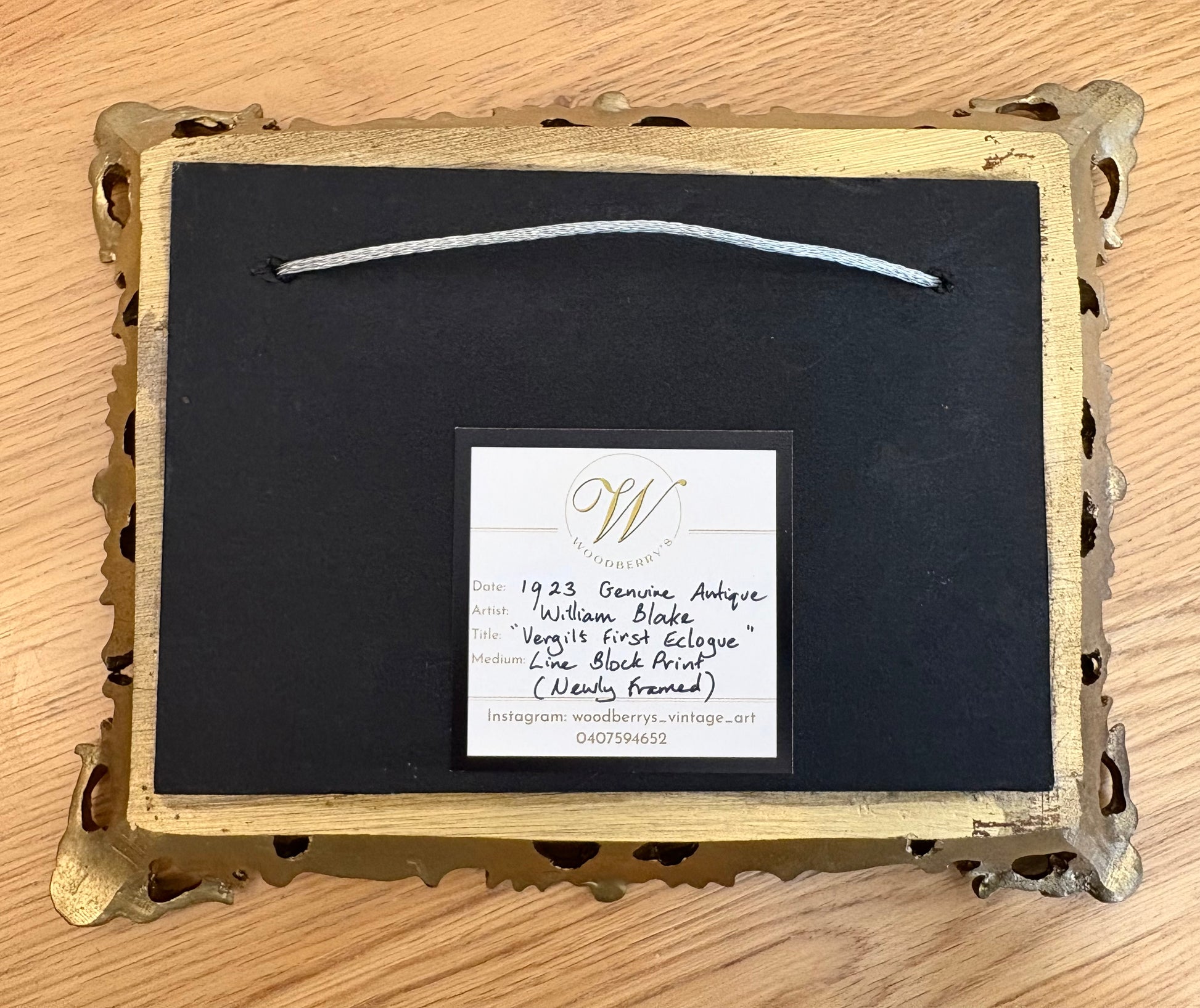 1923 antique print after William Blake, gilt frame, vintage framed art