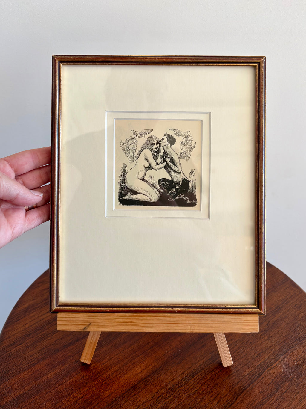 Original 1920’s Norman Lindsay wood engraving, Faun, framed antique art