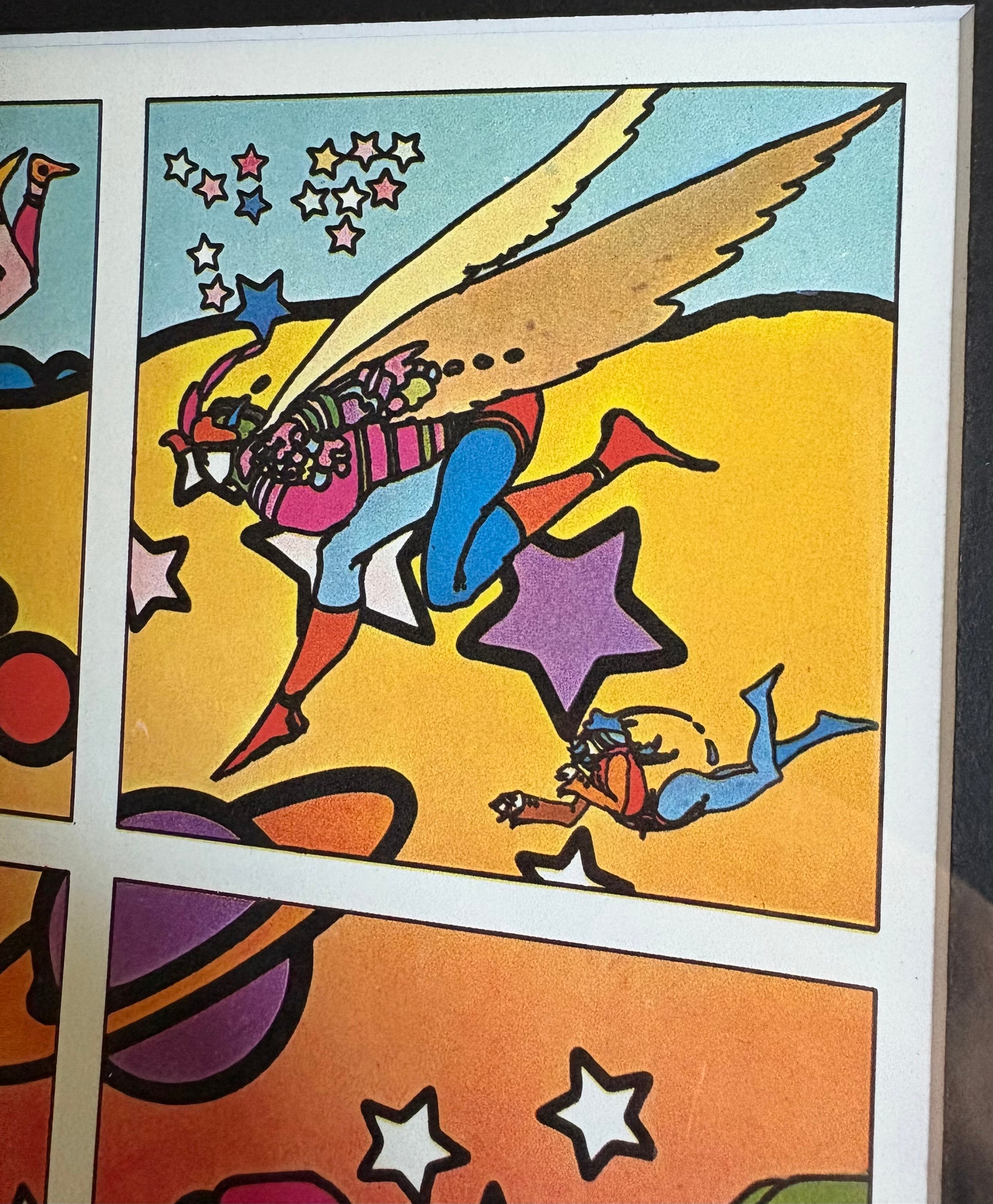 1970s vintage Peter Max print, London Arts poster, psychedelic, framed art