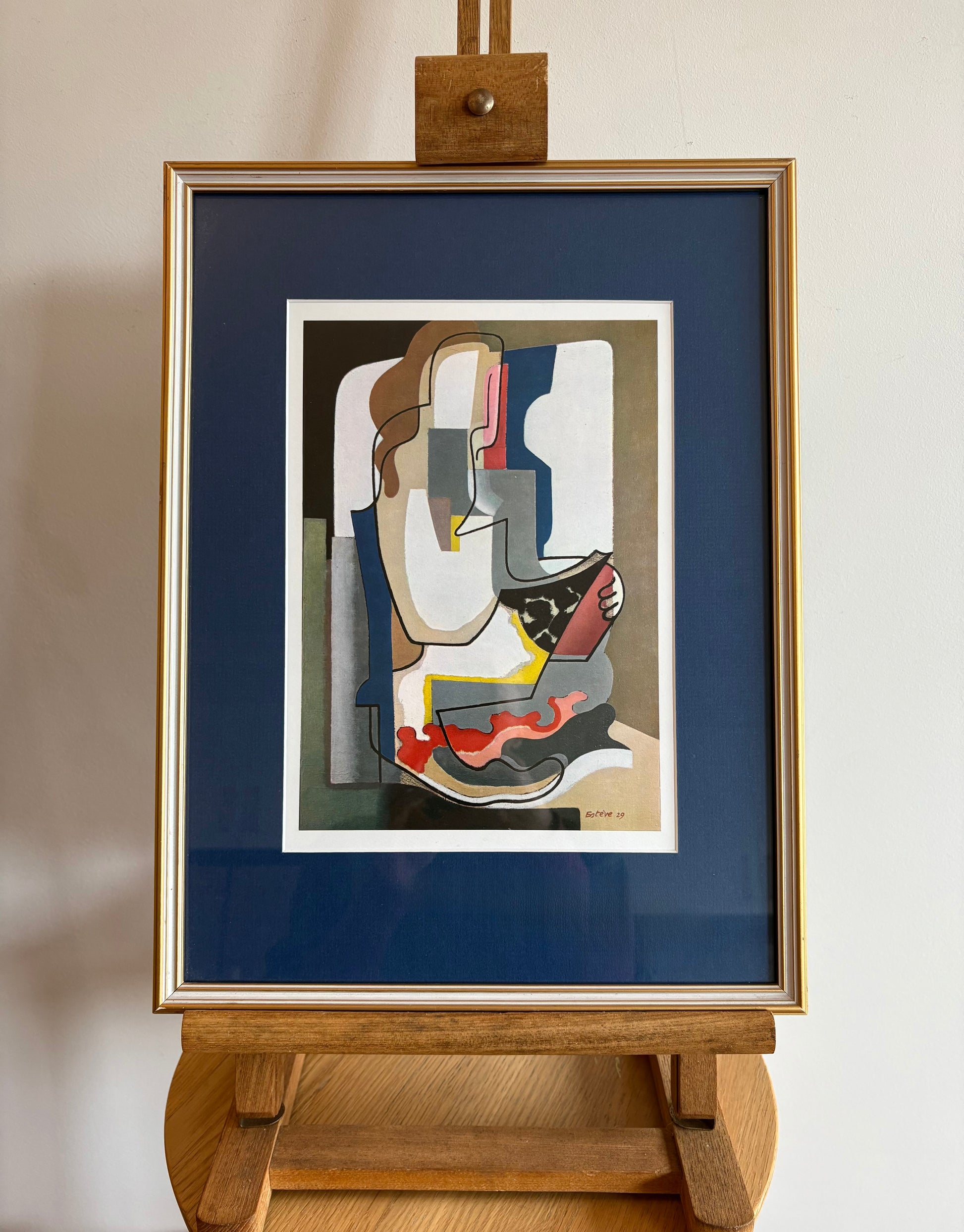 1962 Abstract print, Maurice Esteve, Mid-Century, framed art, French, vintage