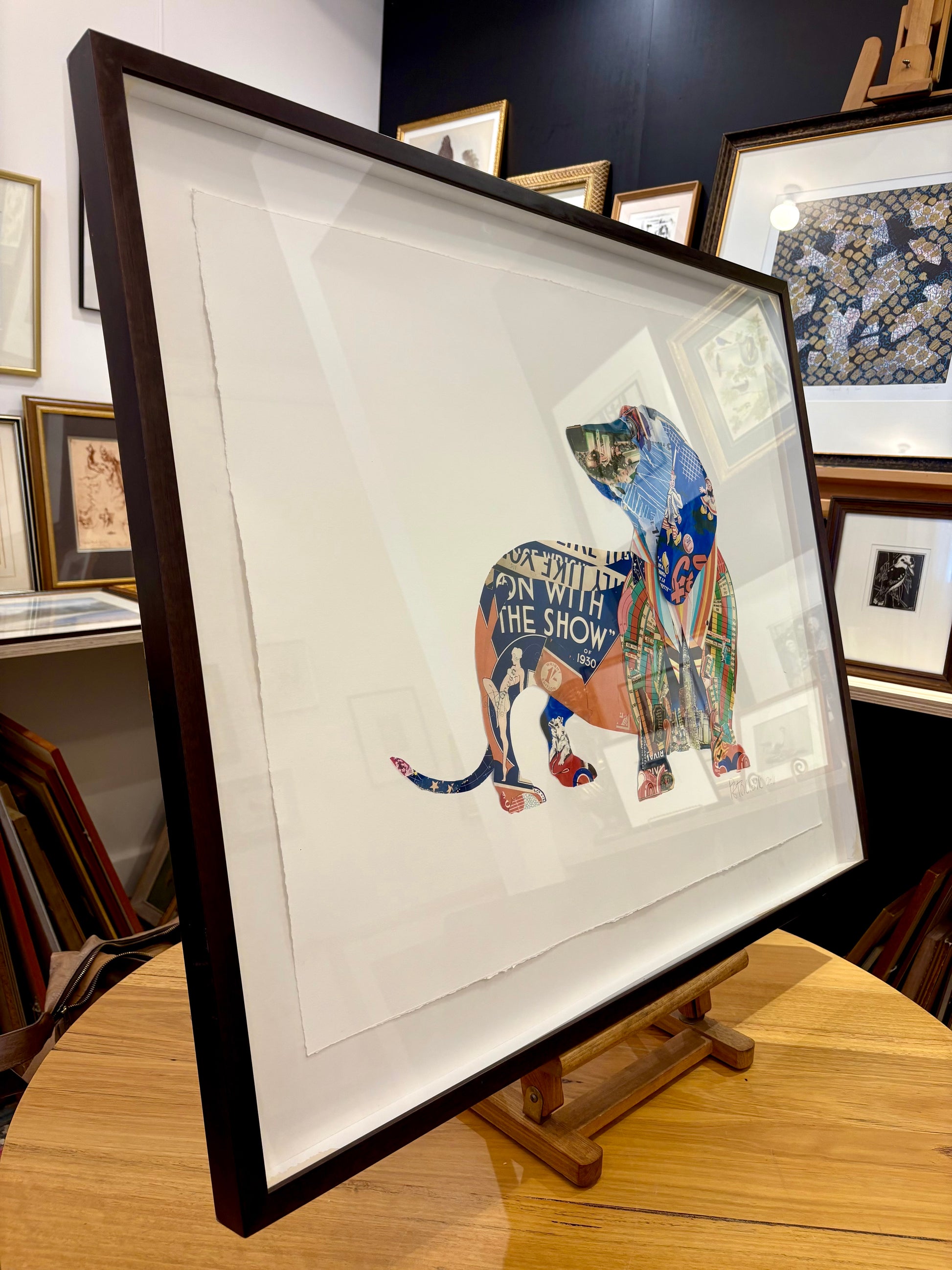 Large digital print, signed, Peter Clark, Dachdhund, framed art
