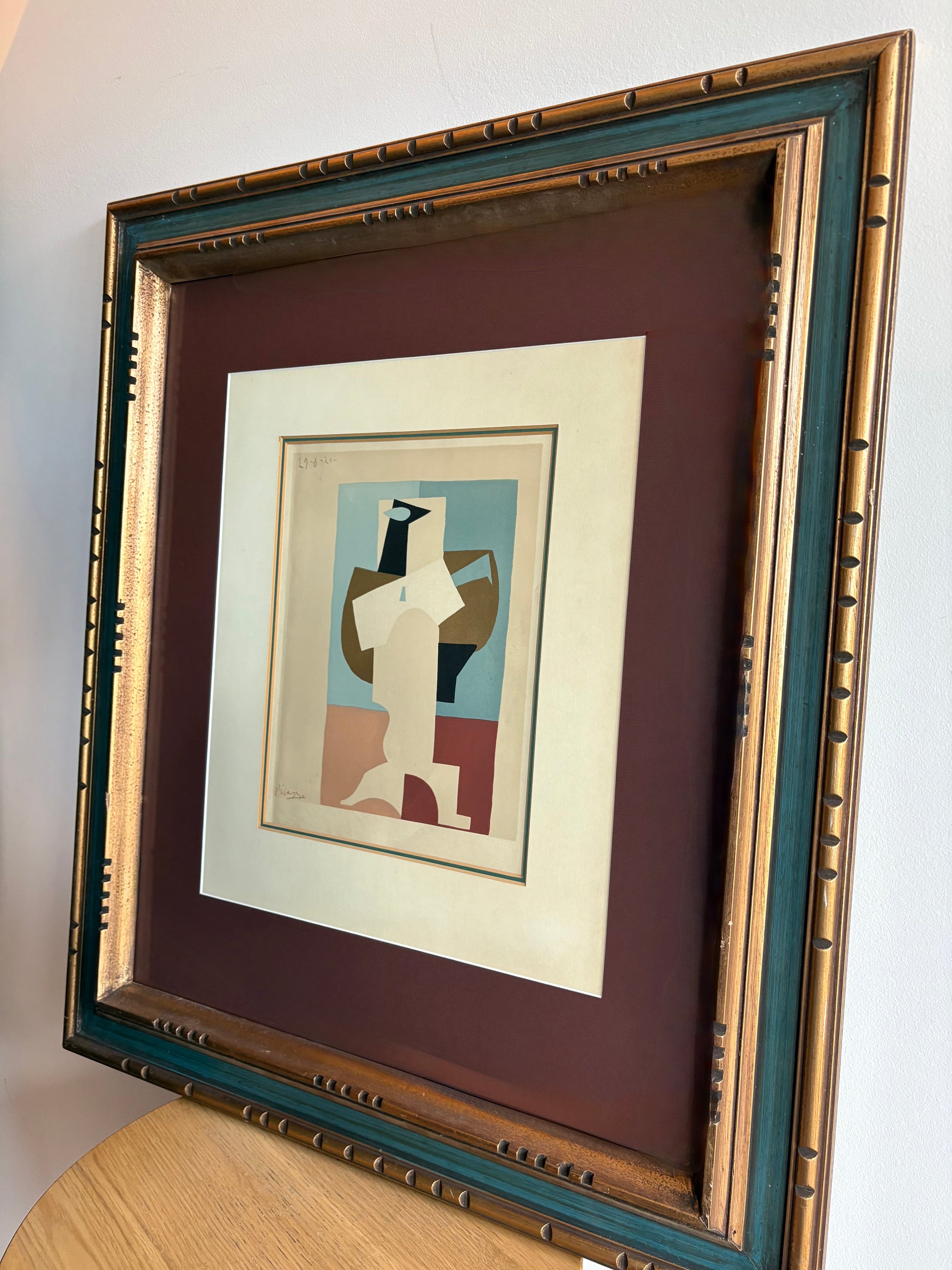 1940s Original Picasso lithograph, Cubism, “Musician”, vintage framed art