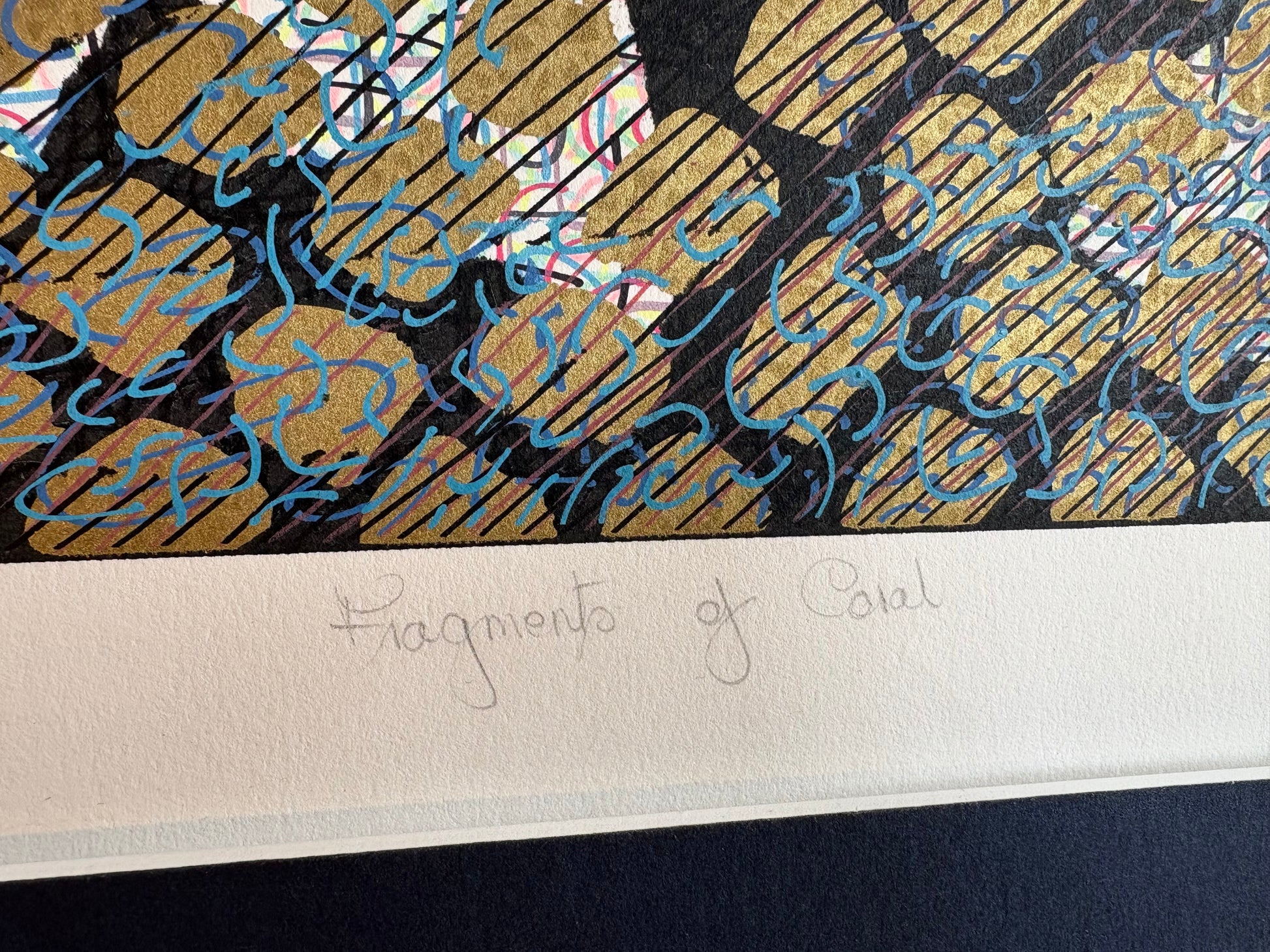 Original Roslyn Kean screen print 4/6, abstract art, Australian, gilt, coral, vintage