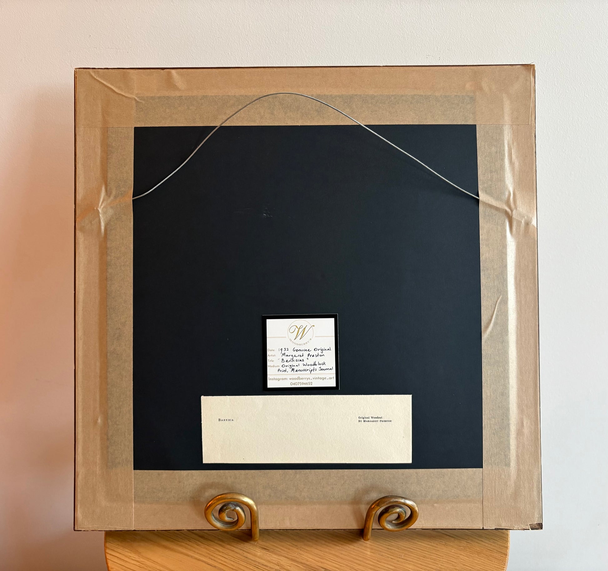 1932 Original Margaret Preston woodblock print, “Banksia”, framed antique vintage art