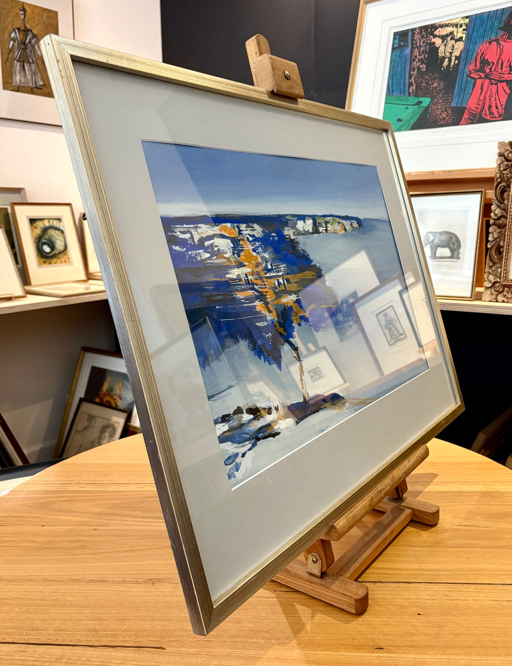 Original painting, signed, Impressionist, Australian landscape, coastal, framed vintage art