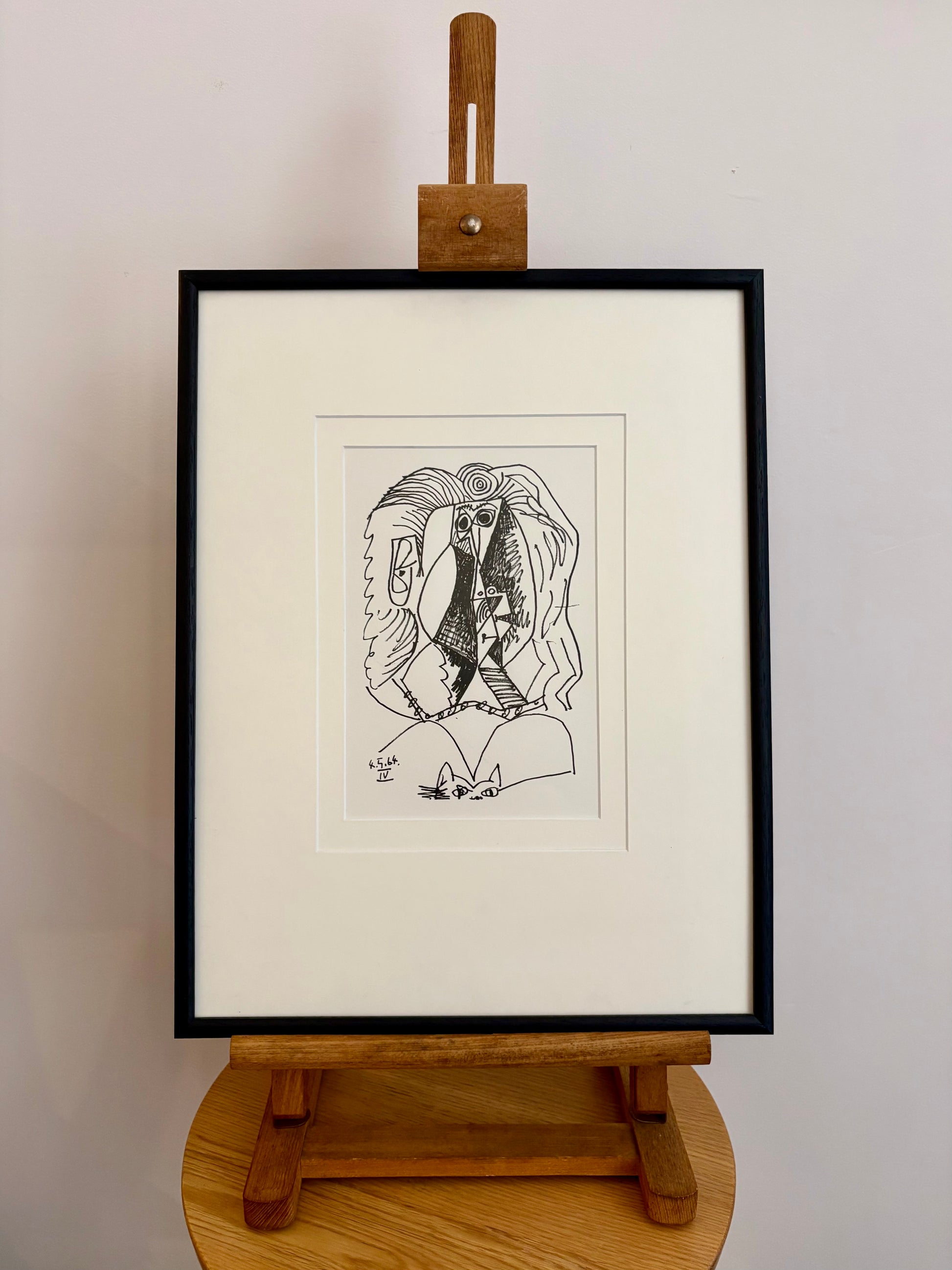 Original lithographic print, 1970, limited edition, Picasso, portrait, mid century framed art
