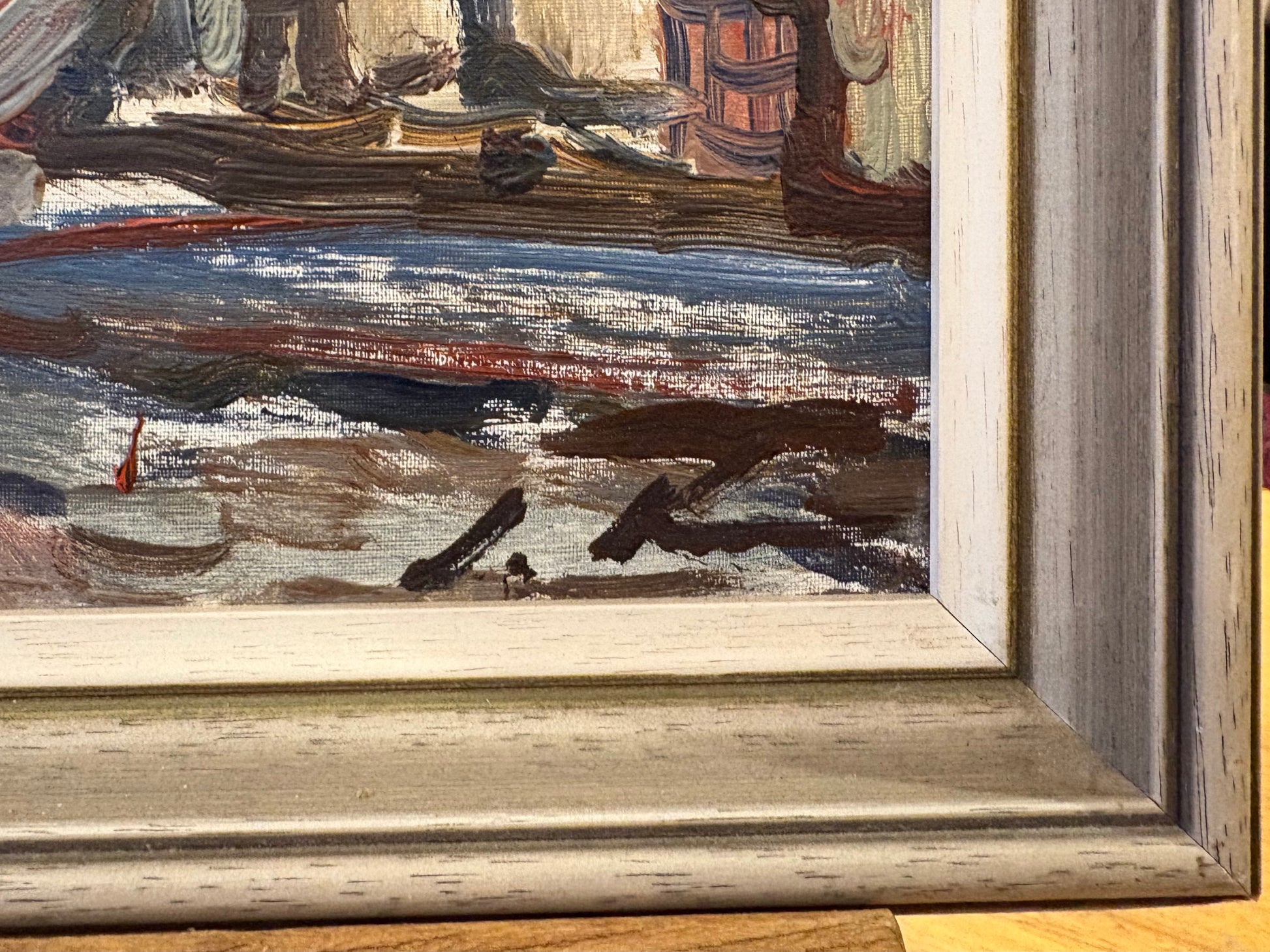 Original Mid Century oil painting, Stanislavs Kreics, vintage framed art