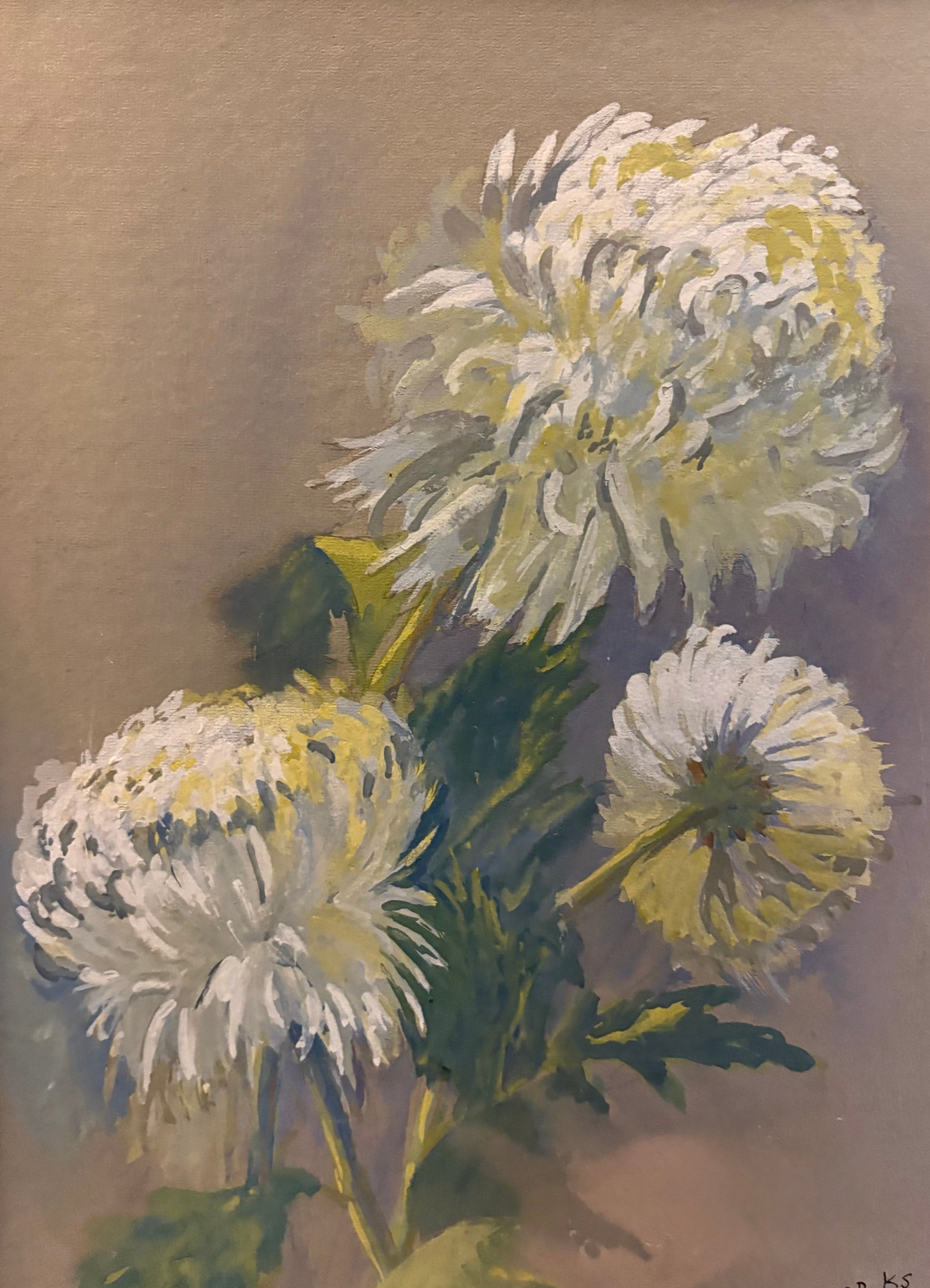 Mid Century original painting, “Carnations”, Norma Sparks, vintages framed art