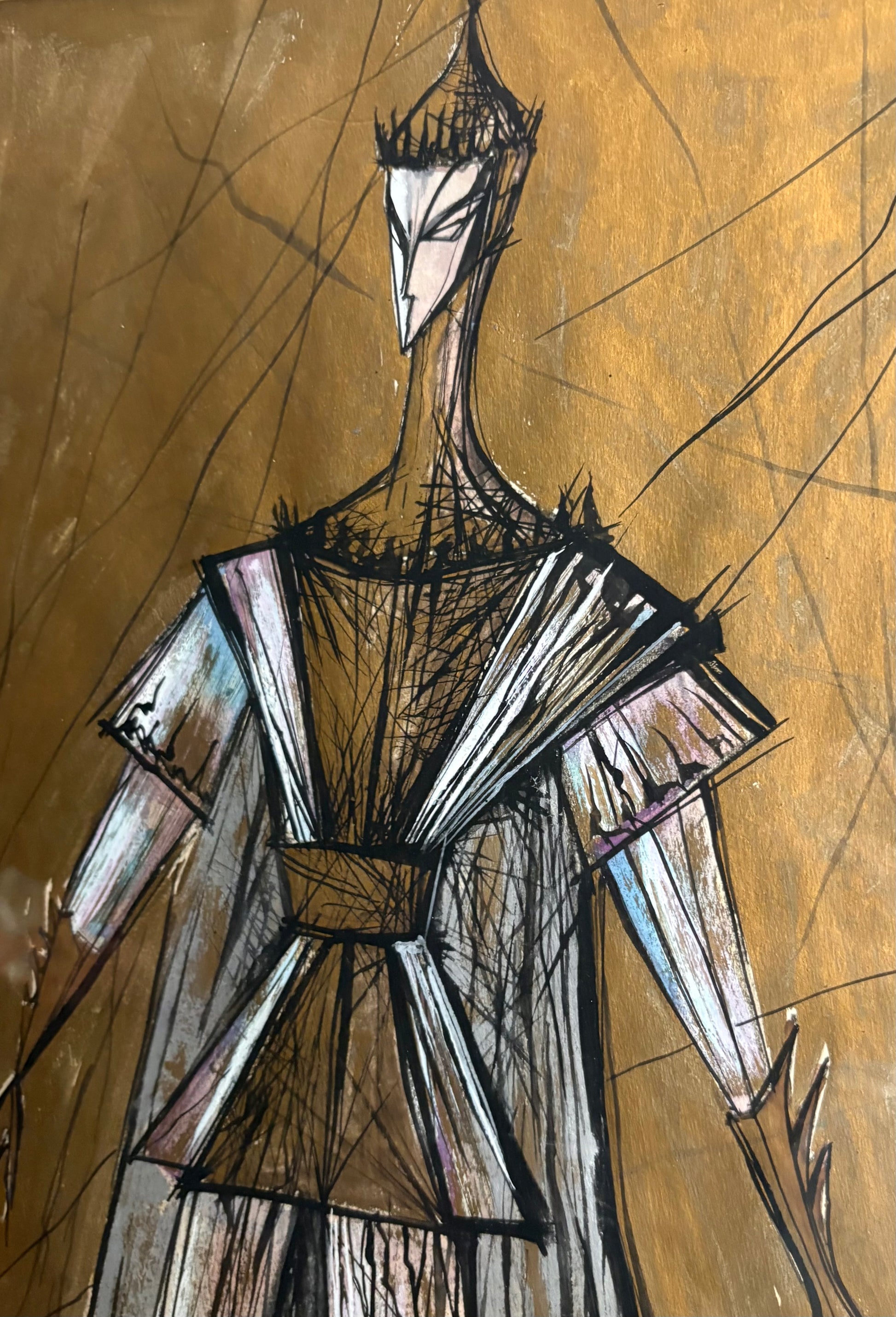 Mid Century original costume design painting, Shakespeare, German, framed art