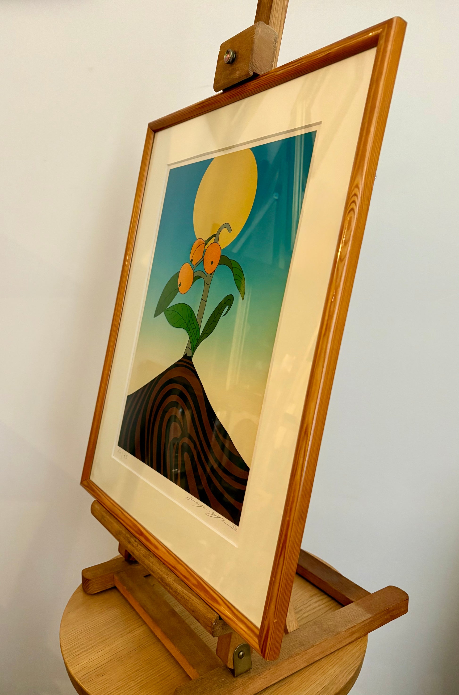 Original vintage Japanese screen print, Go Yayanagi, 16/75, framed art