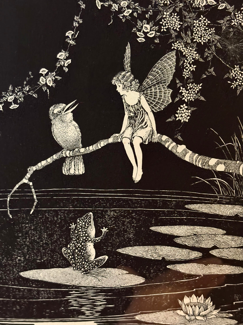 1931 Authentic antique Ida Rentoul Outhwaite print "Fairyland", 1st Edition UK, framed vintage art