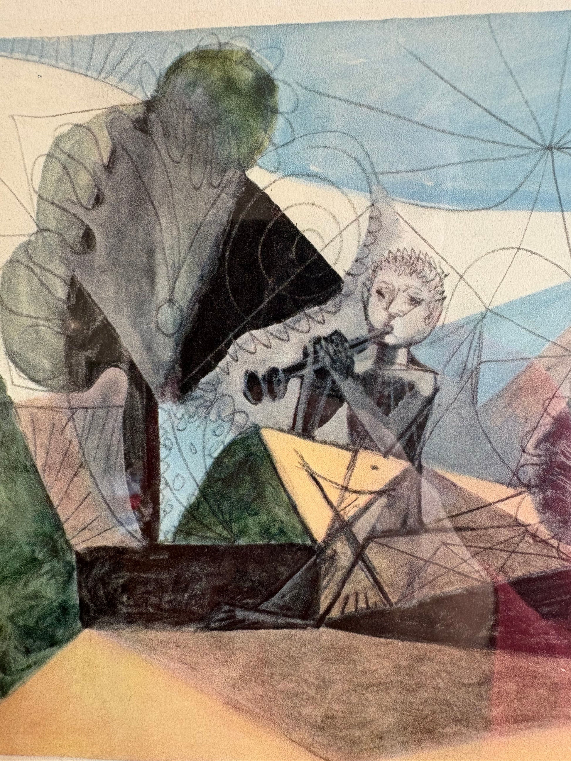 1948 Heliogravures print, Pablo Picasso, Faun with Flute, mid century framed art
