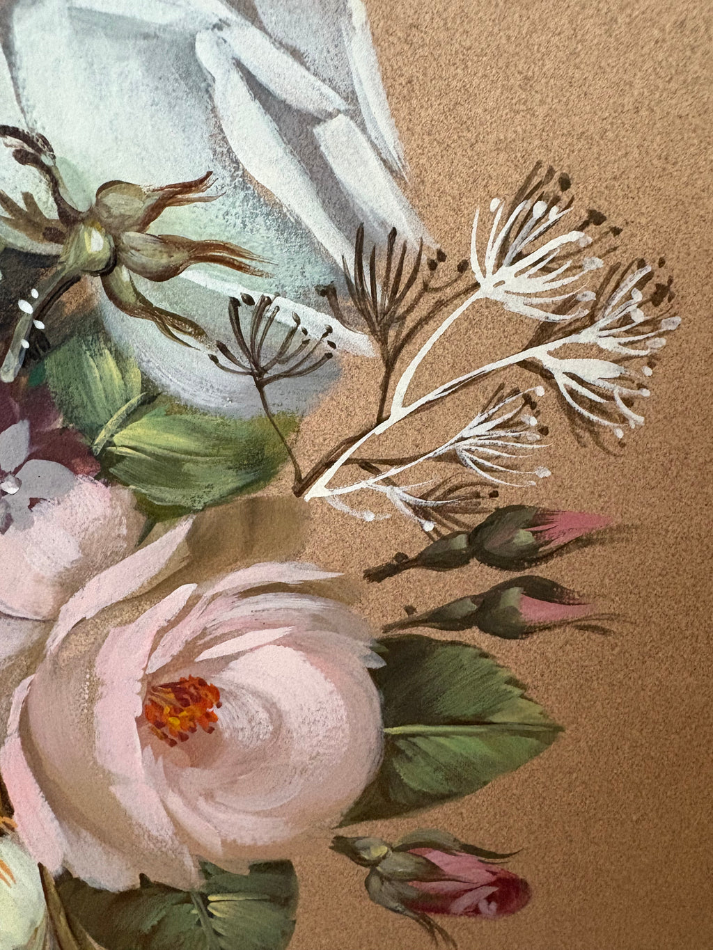 Pair of 1960s original watercolour paintings on board, “Floral Bouquet”, signed