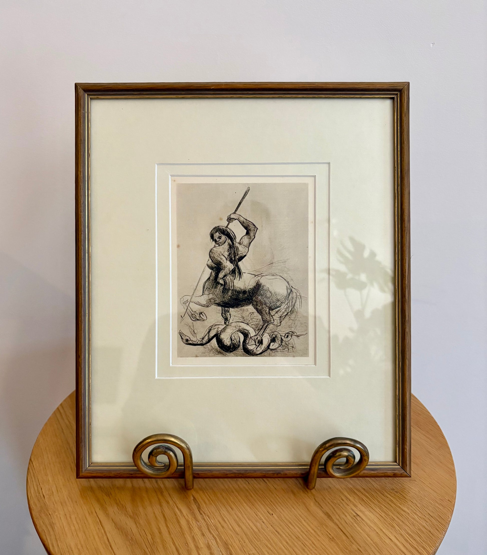 1920s Antique print, Odilon Redon, French, Centaur, vintage framed art