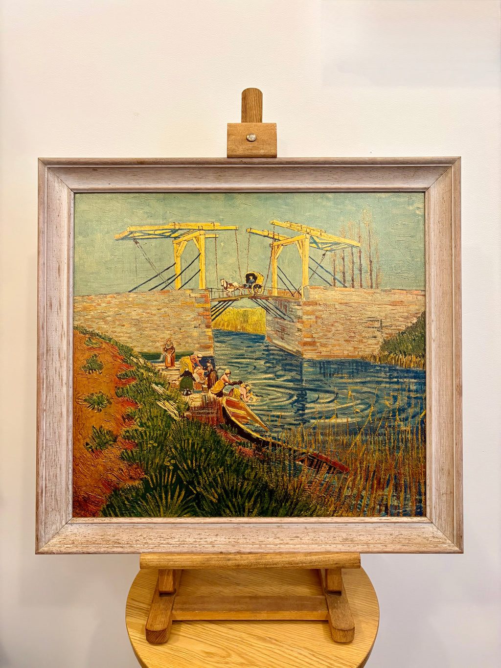Mid Century print on board, Vincent Van Gogh, Bridge in Arles, vintage framed art
