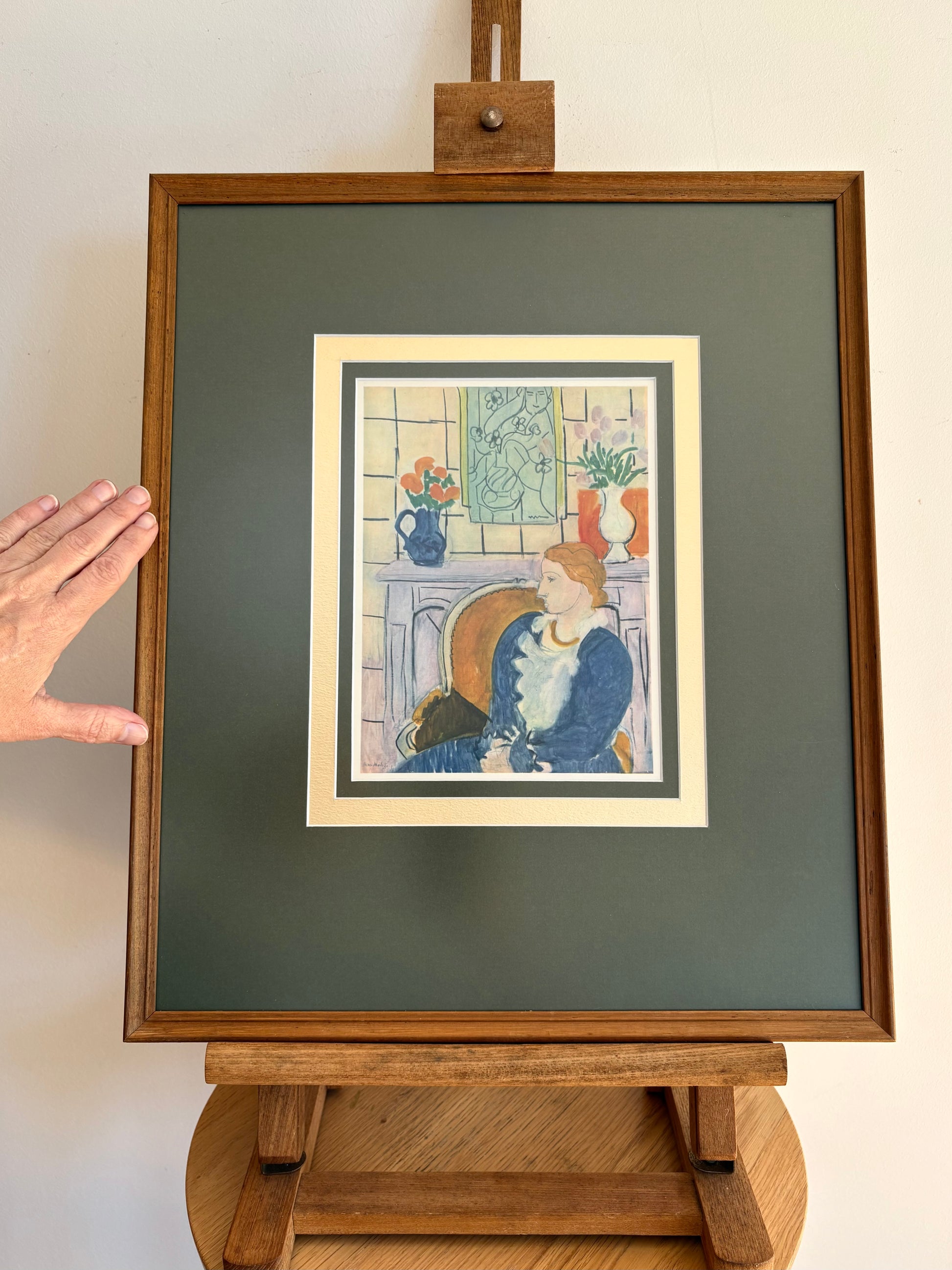 1939 Vintage Henri Matisse fine art print, "Woman in Blue", framed art, mid-century wall art