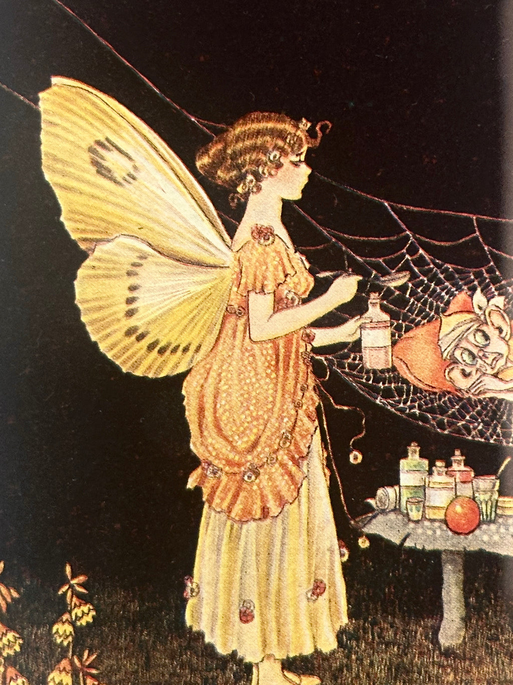 1925 Genuine antique print, Ida Rentoul Outhwaite, fairy, vintage framed art, gilt