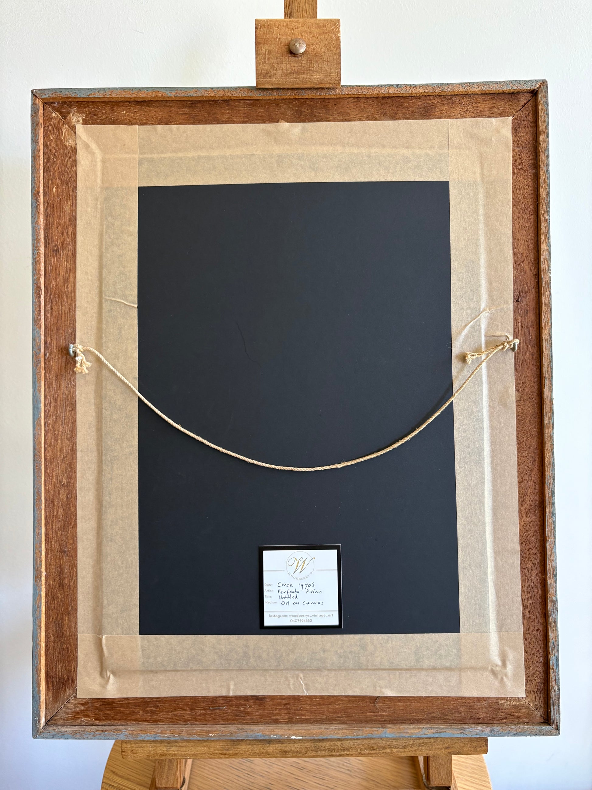 Vintage original painting on canvas, Perfecto Pinon, signed framed artwork, Modernist art