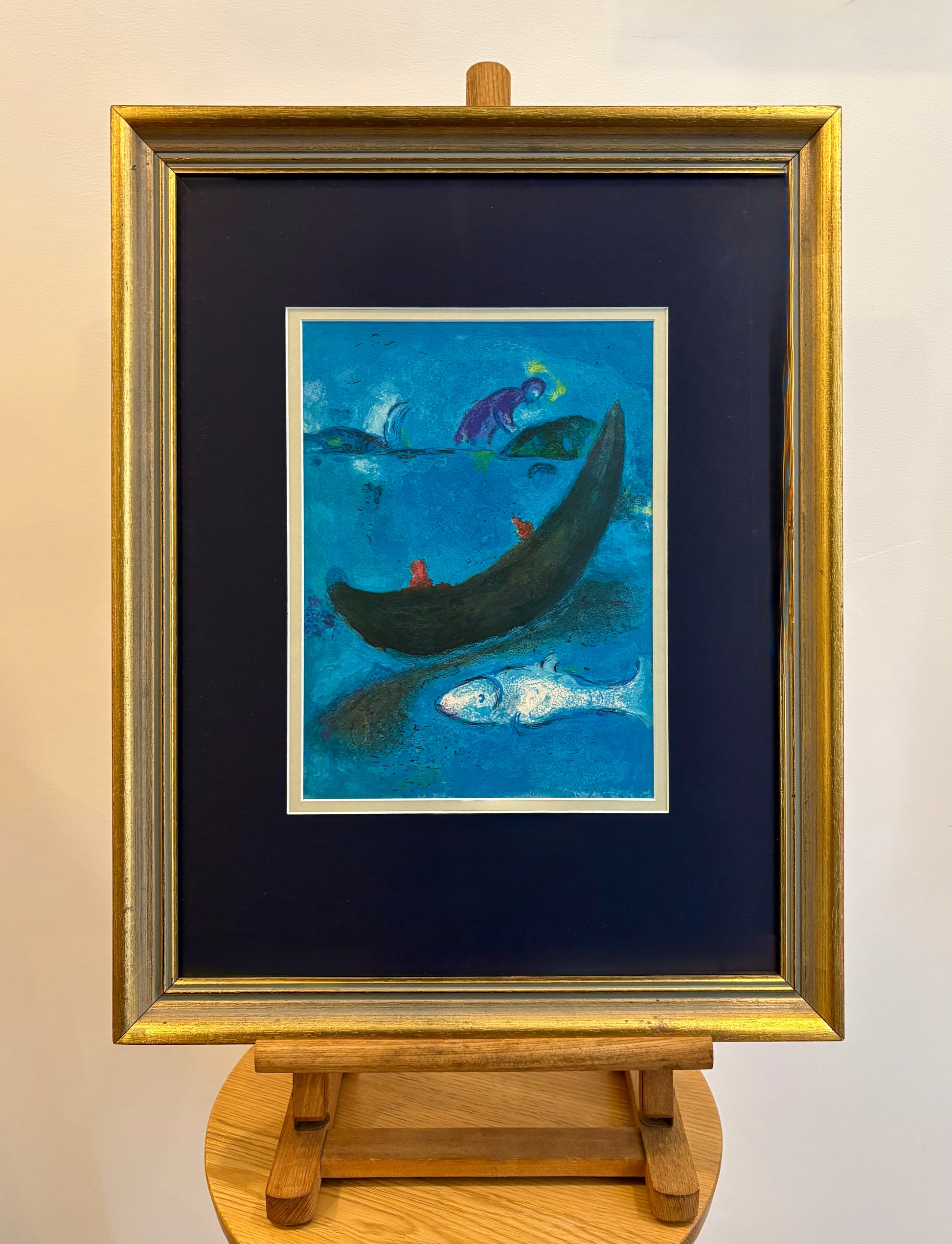 1970s vintage lithographic print, Marc Chagall "Daphnis and Chloe", framed art, Mid-Century