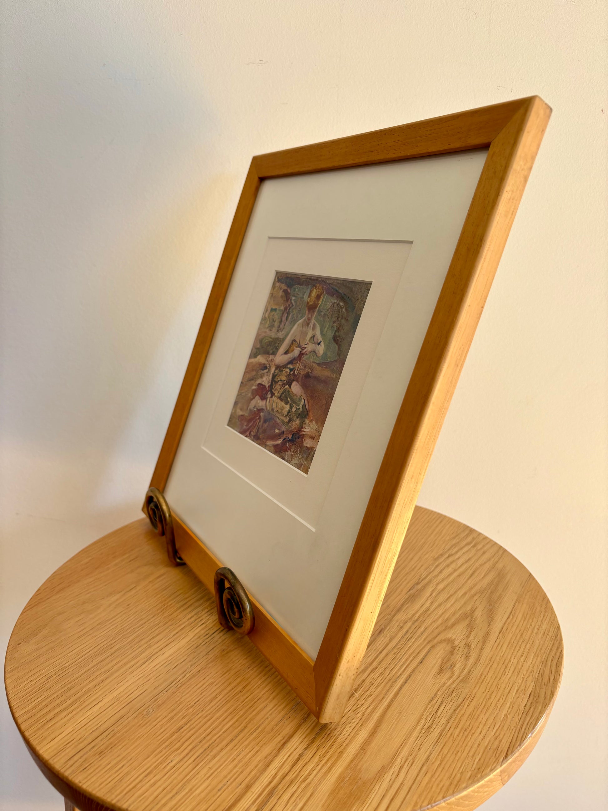 1923 antique print after Lawson Balfour’s painting, Portrait, framed vintage art