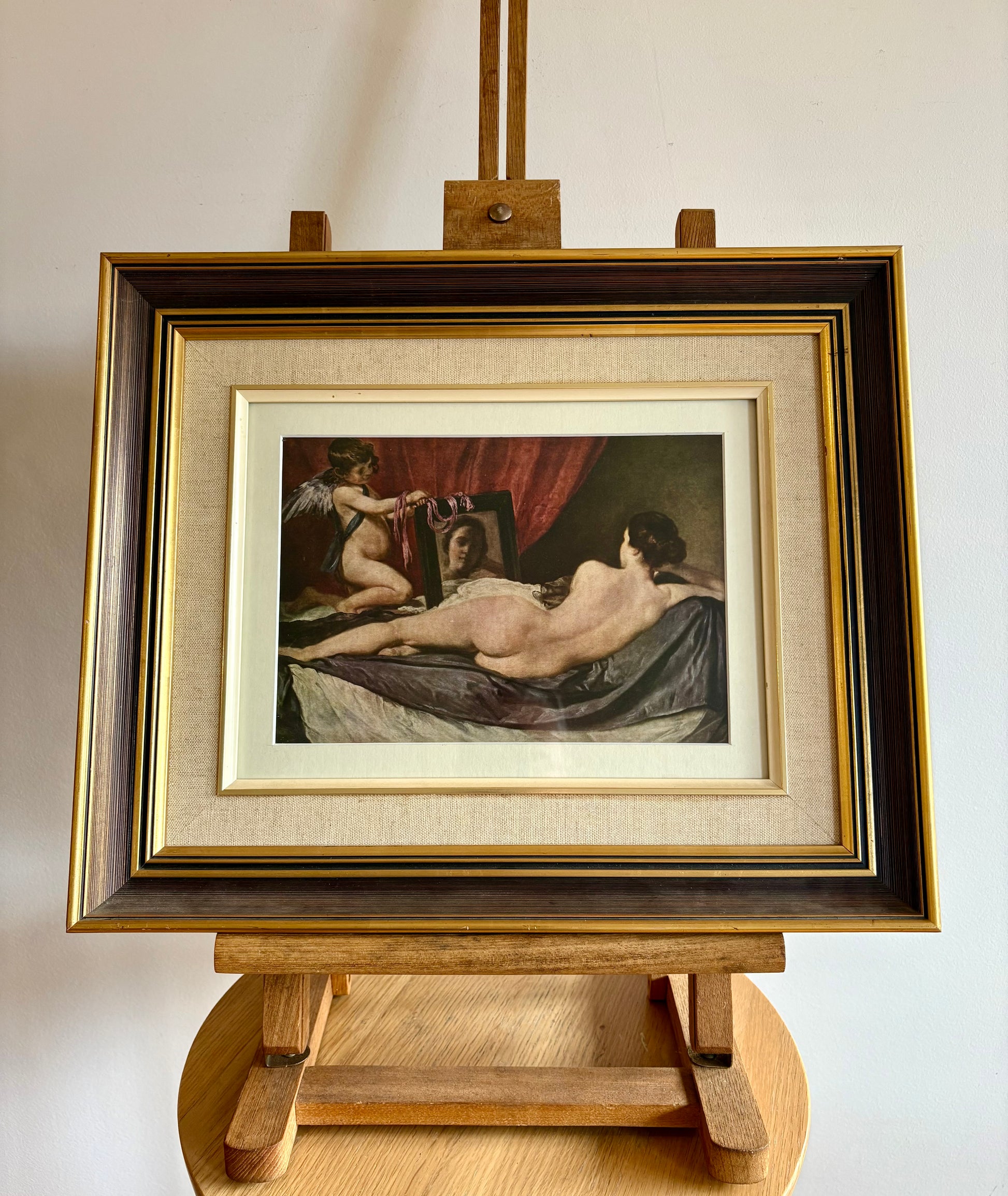 Vintage print “Venus”, Cupid, Diego Velázquez, framed vintage art