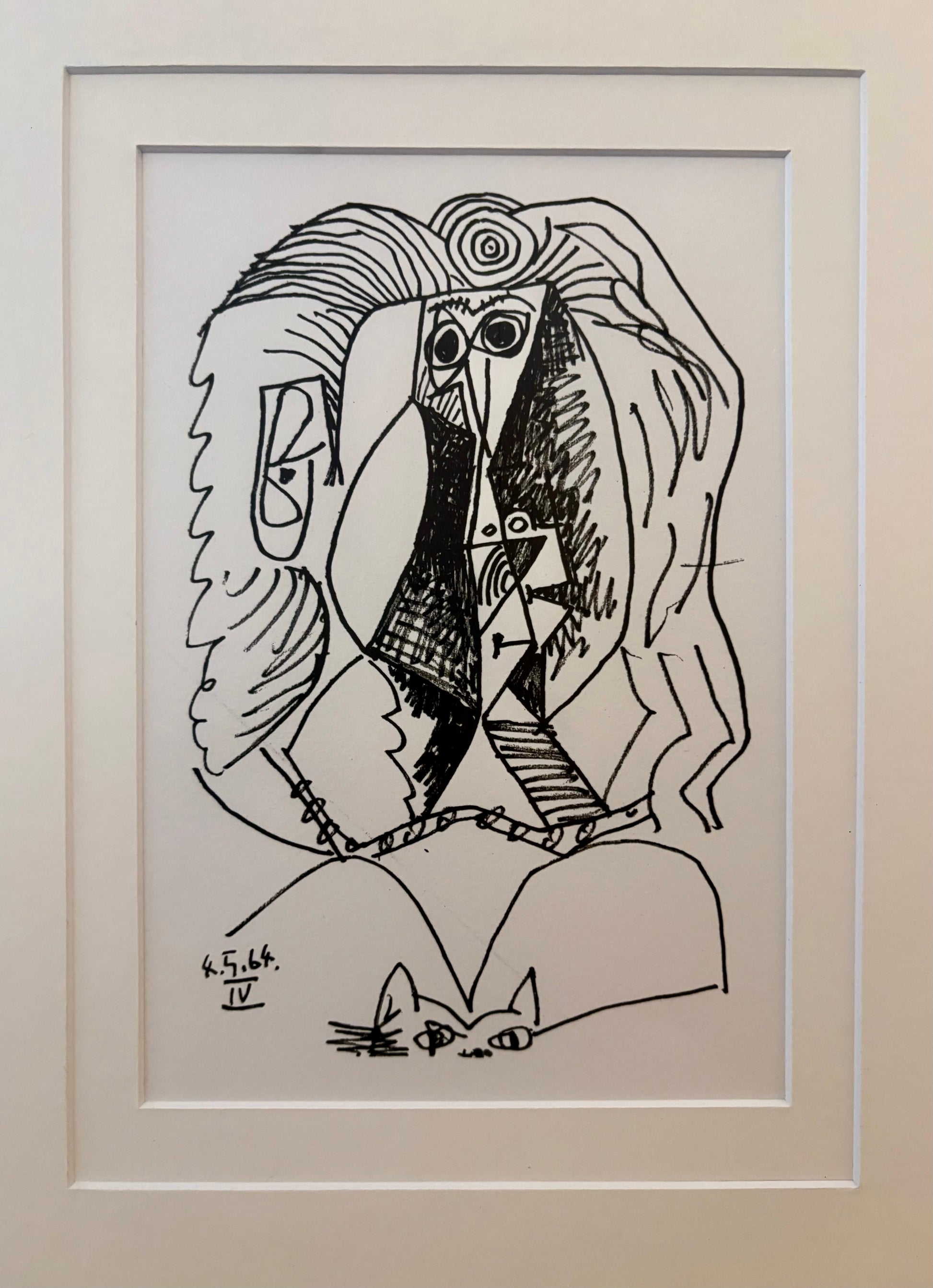 Original lithographic print, 1970, limited edition, Picasso, portrait, mid century framed art
