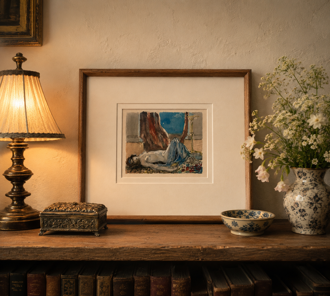 Circa 1900s French original Impressionist study, watercolour painting, antique framed art