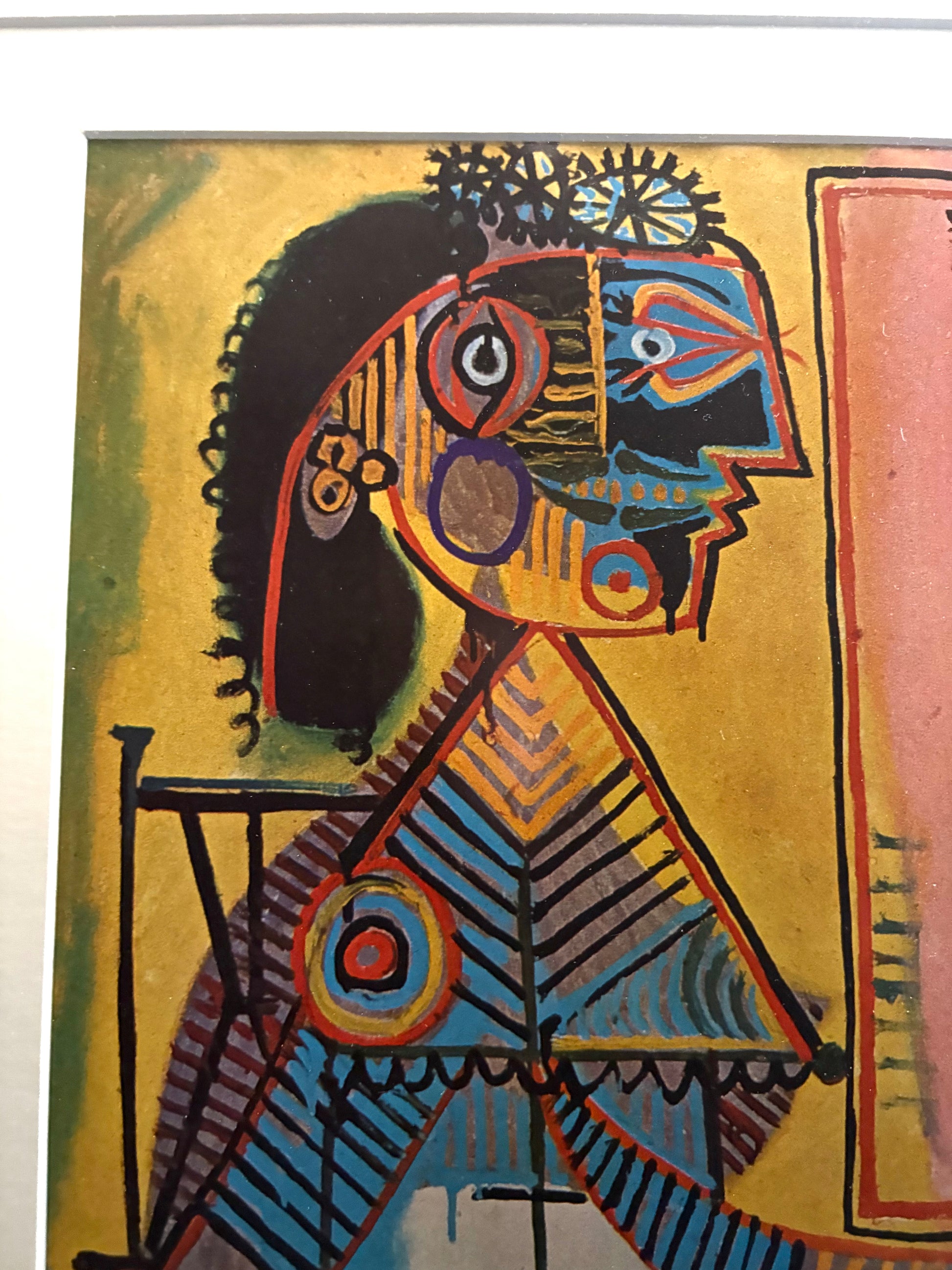 1961 Picasso print, portrait, vintage framed art, “Seated Woman (1937)” Mid Century