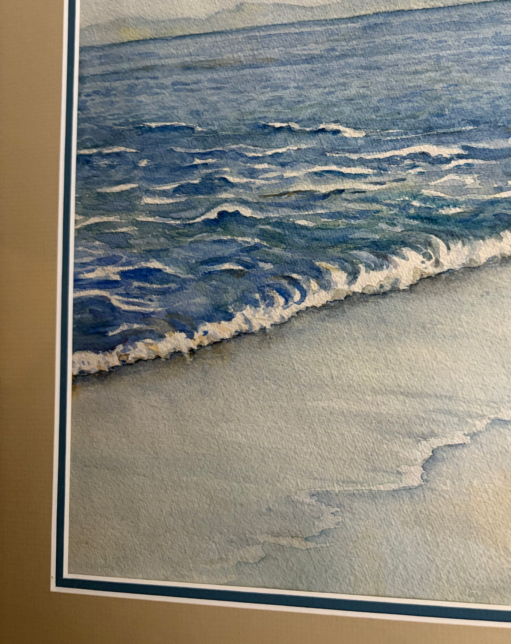 Original watercolour painting, John Flexmore, coastal scene, vintage framed art