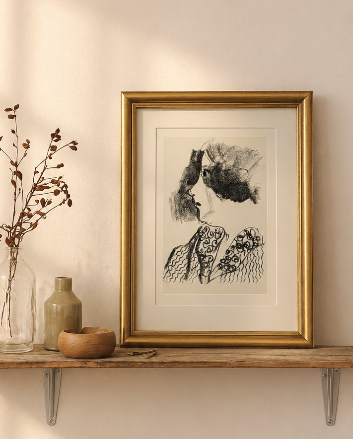 1950s vintage print, Marc Chagall, portrait, framed art, Mid-Century