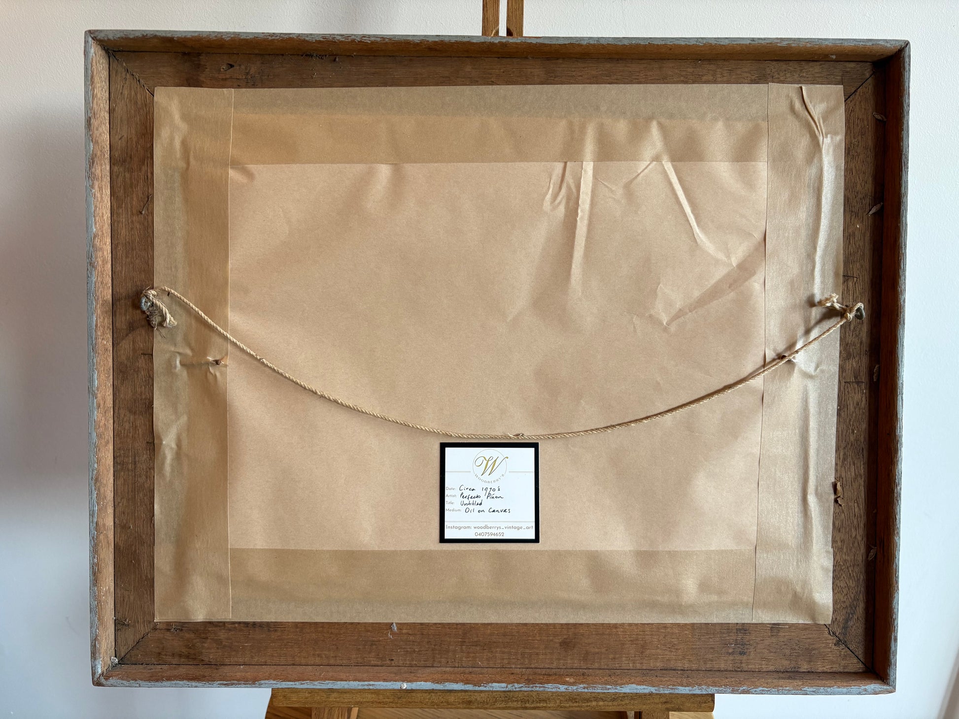 Vintage original painting on canvas, Perfecto Pinon, signed framed artwork, Modernist art